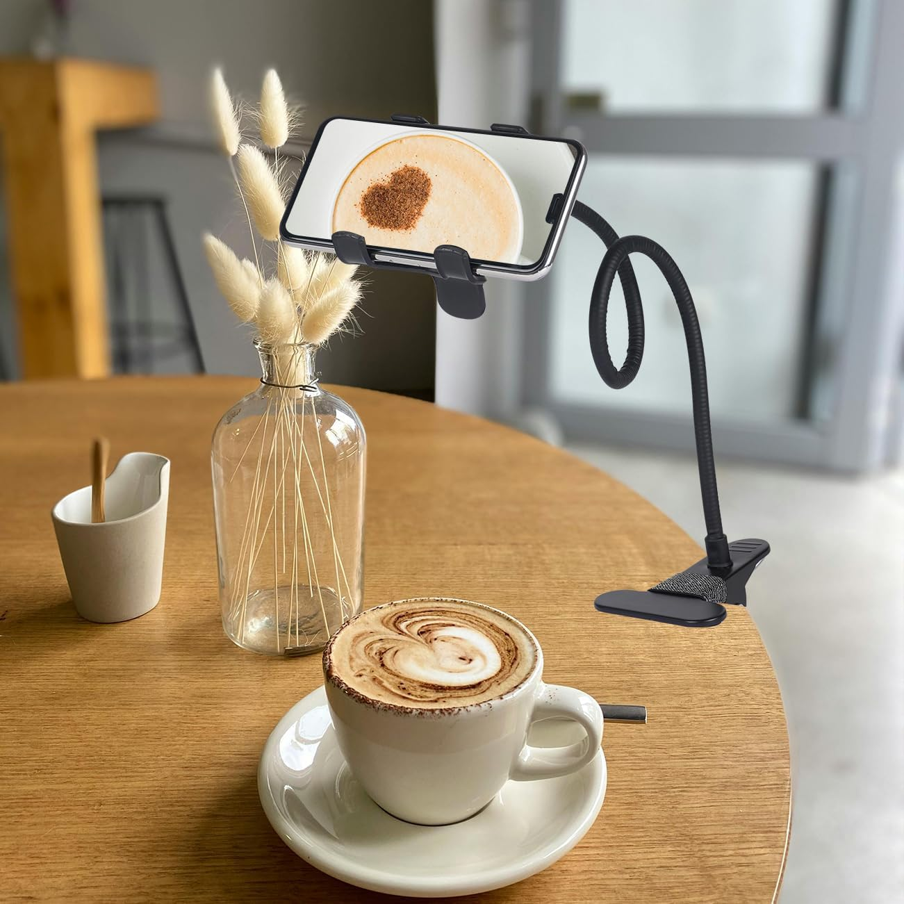 Ltheifaa Cell Phone Holder Gooseneck Mount, Universal Lazy Bracket Flexible Long Arm Clamp Clip Phone Stand for Bed,360 Adjustable DIY Flexible Grip Desktop Mobile Phone Stand for All 4-7&rdquo; Devices image number 4