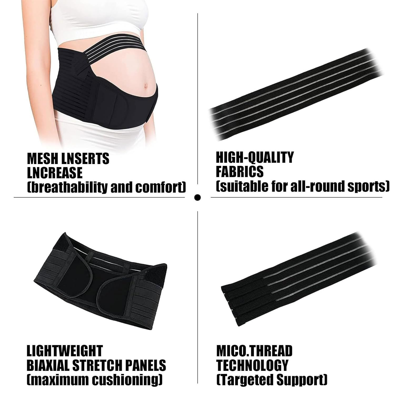 CTOUUGRS Pregnancy Belly Support Band, 3 in 1 Maternity Belly Band for Pregnant Women, Pelvic Waist Back Abdomen Pain Relief, Breathable Belly Band Pregnancy Support, Size XL image number 4