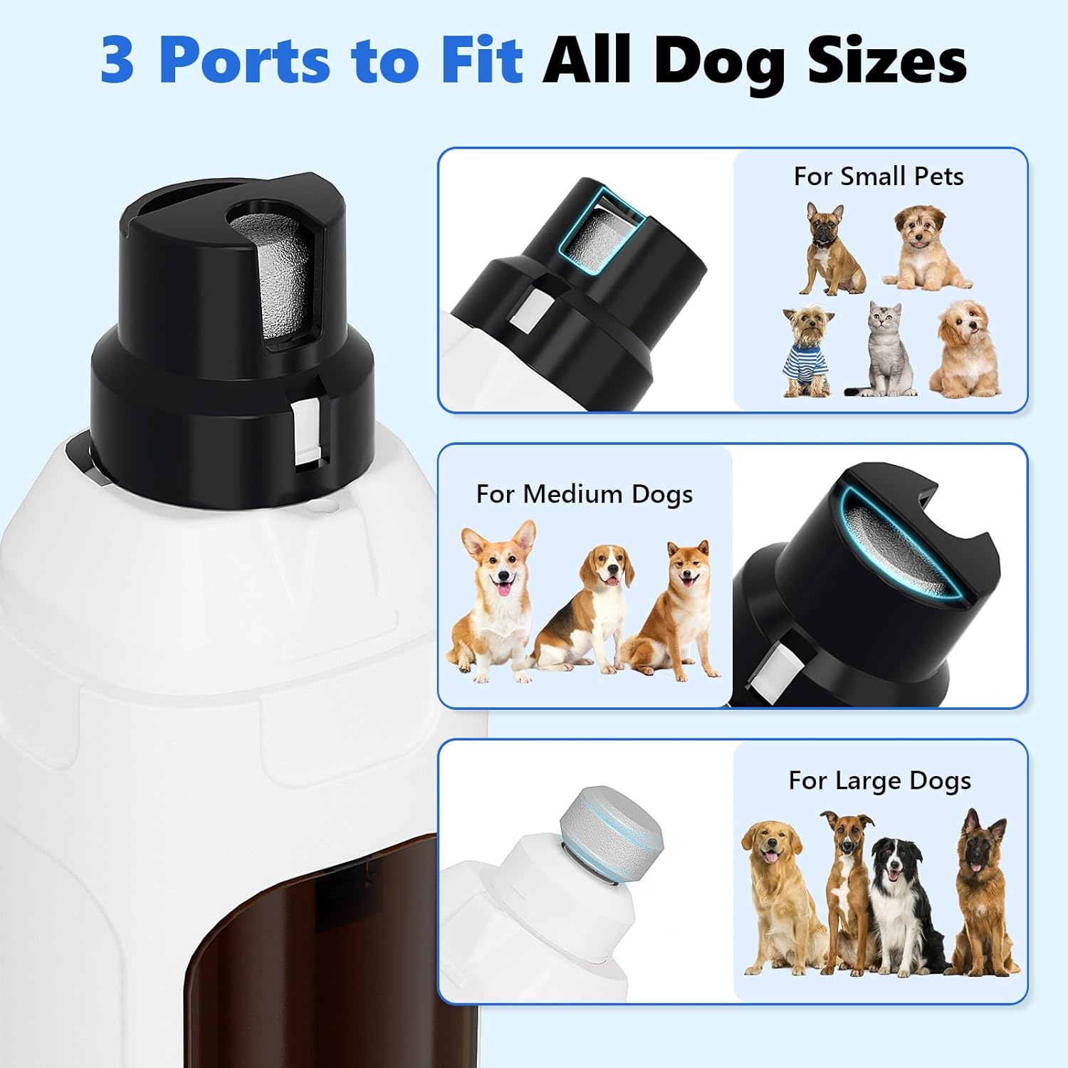 Electric Dog Nail Grinder, Portable 6-Speed Pet Nail Grinder 12000RPM with 2 LED Lights & Large Battery, Rechargeable Dog Nail Grinding Machine for Cats Small Medium Large Dogs Grooming Tools image number 6