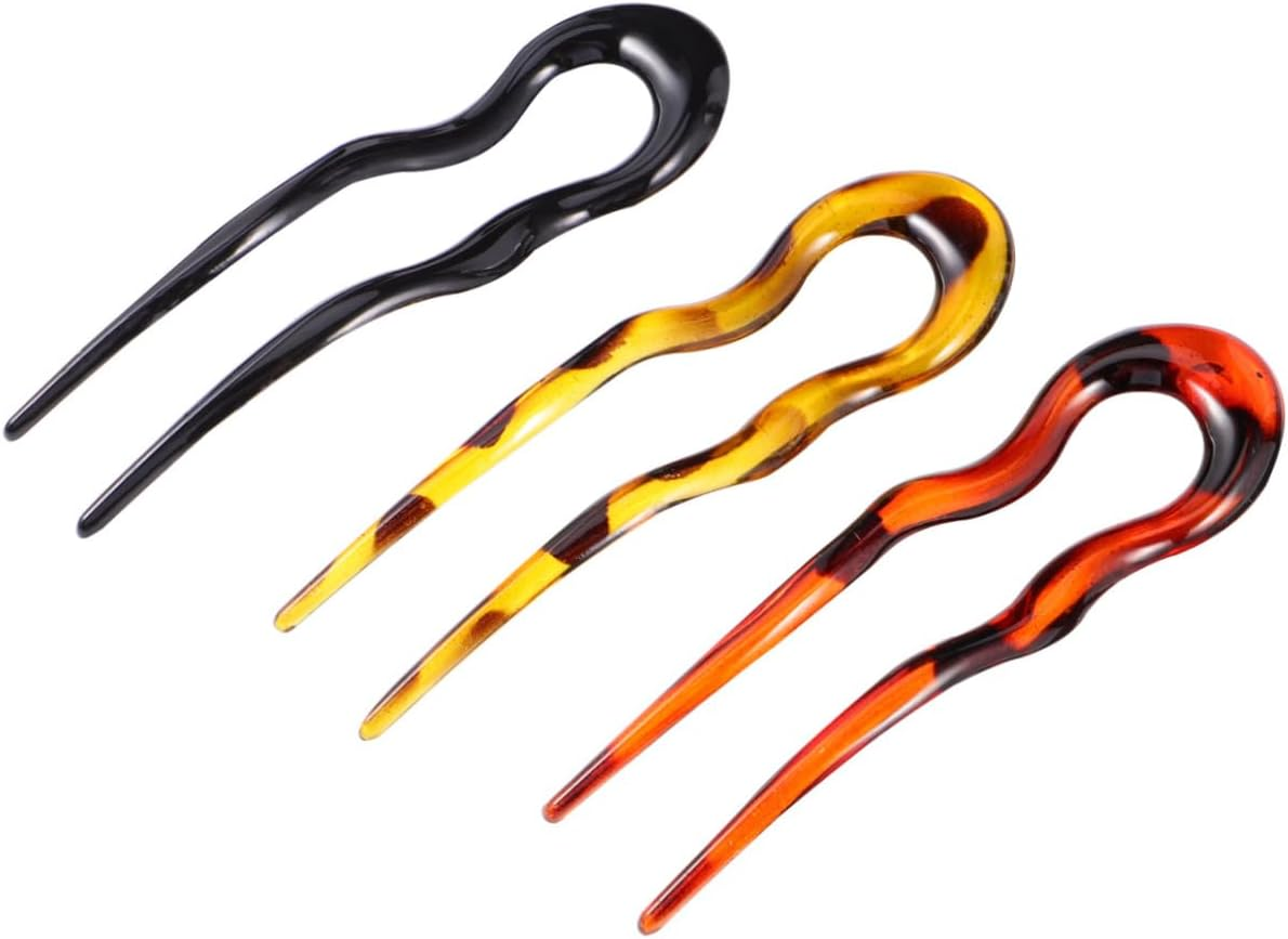 3Pcs U-Shaped Resin Hairpin Clips for Women Unique Design for Long Thick Hair Stylish Hair Accessories for All Types and Colors for Various Occasions