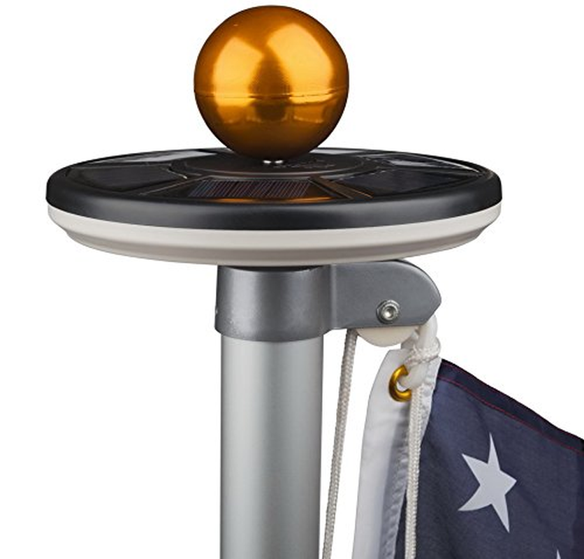 Sunnytech 2Nd Generation Solar Flag Pole with 20LED Light, Brightest and Most Powerful, Stable and Long-Lasting, LED Downlight for 15 to 25 Ft In-Ground Flag Poles, Automatic, Black image number 5