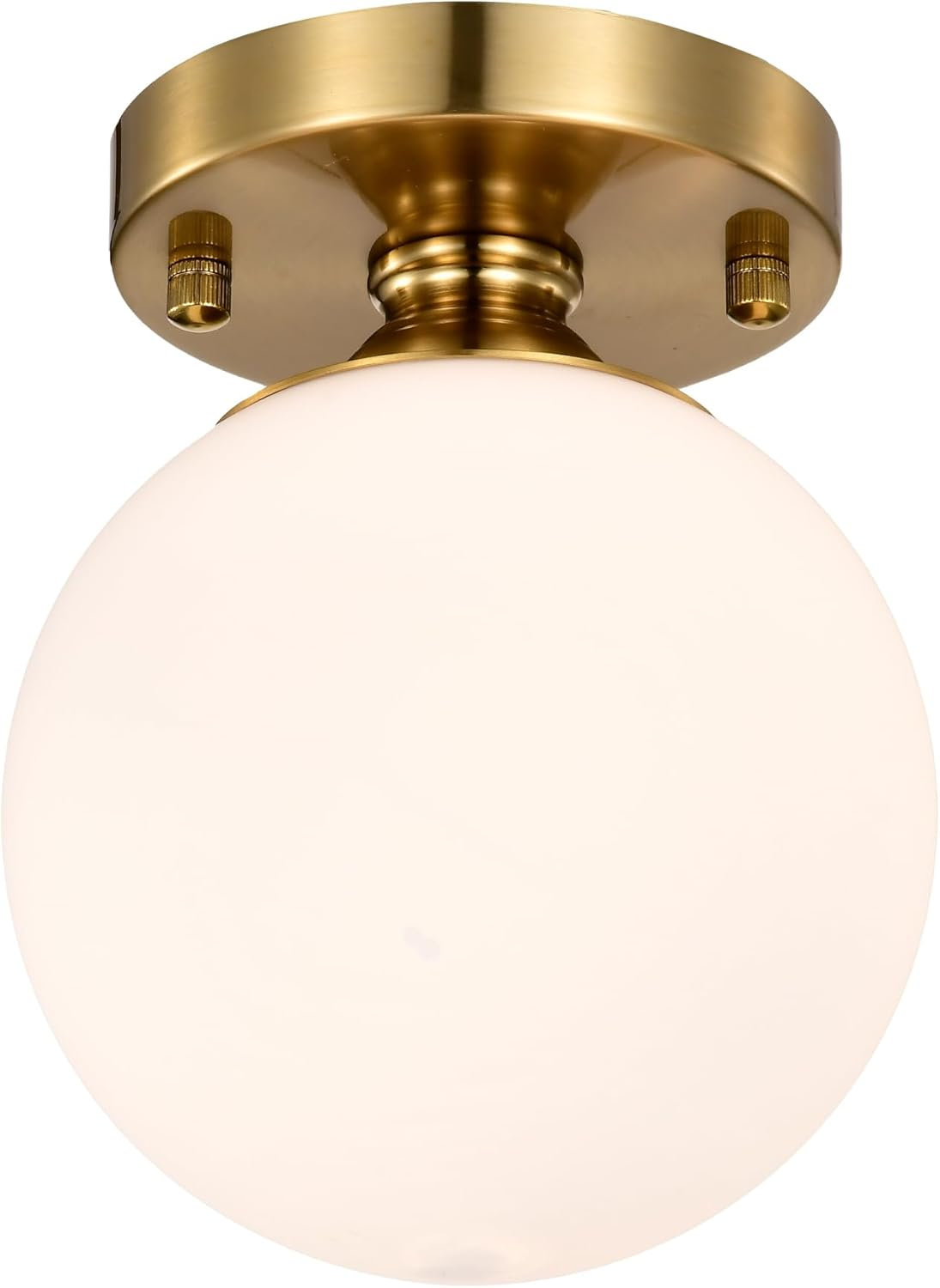 Gold Semi Flush Mount Ceiling Light 15Cm Globe Opal Glass Shade Mid Century Modern Hallway Light Fixture for Entryway Closet Bathroom Bedroom Laundry Room Easy Install image number 4