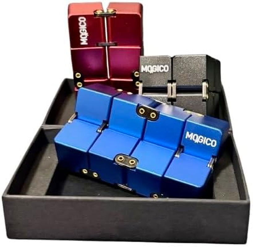 Mogico Premium Aluminium Infinity Cube, Metal Fidget Toy for Stress Relief and Focus (Black) - Pink image number 4