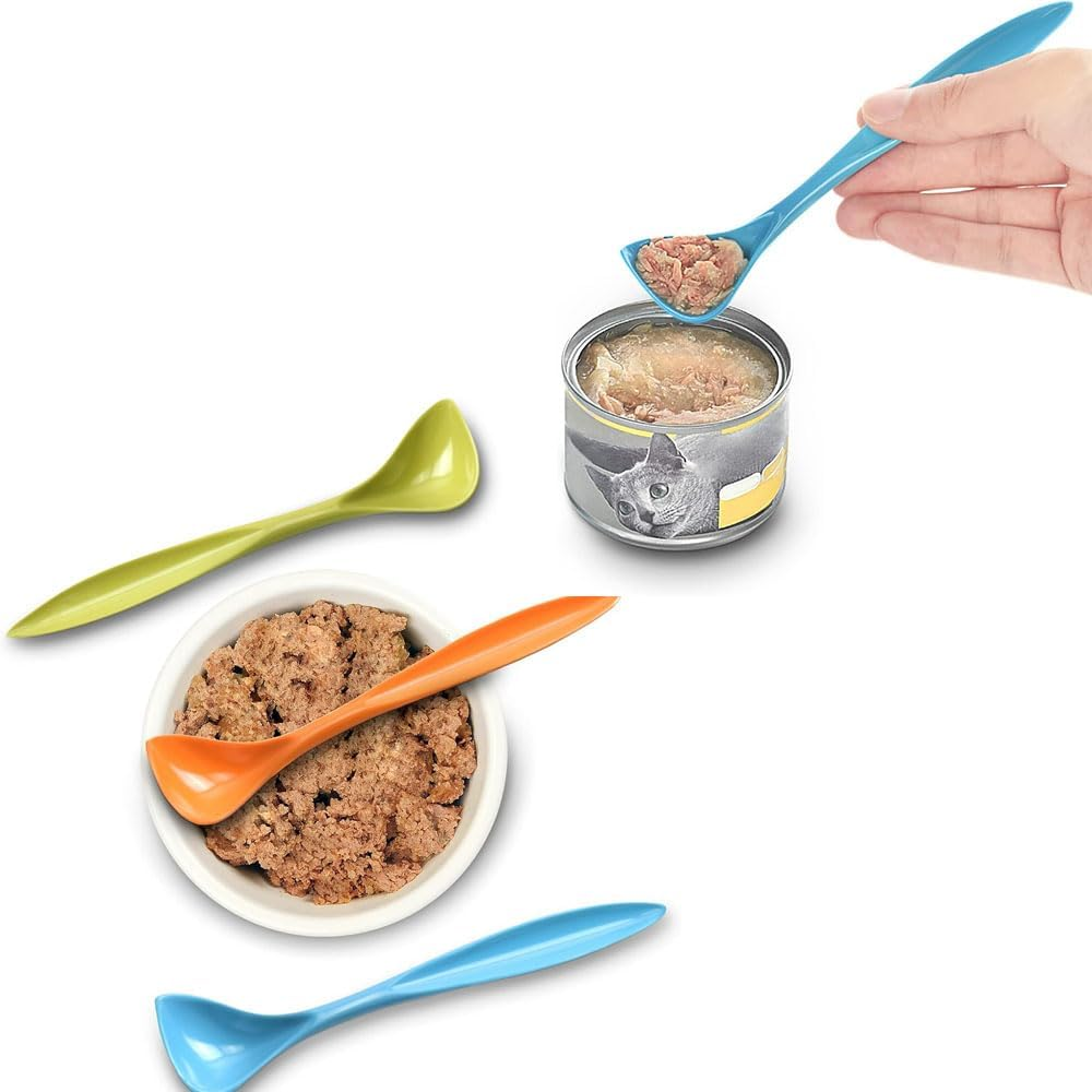 3 Packs Silicone Pet Can Lid and Spoons, Dog Cat Food Can Cover, Universal Size Can Tops, 1 Fit 3 Standard Size Food Cans, BPA Free Dishwasher Safe (Blue, Green, Orange)