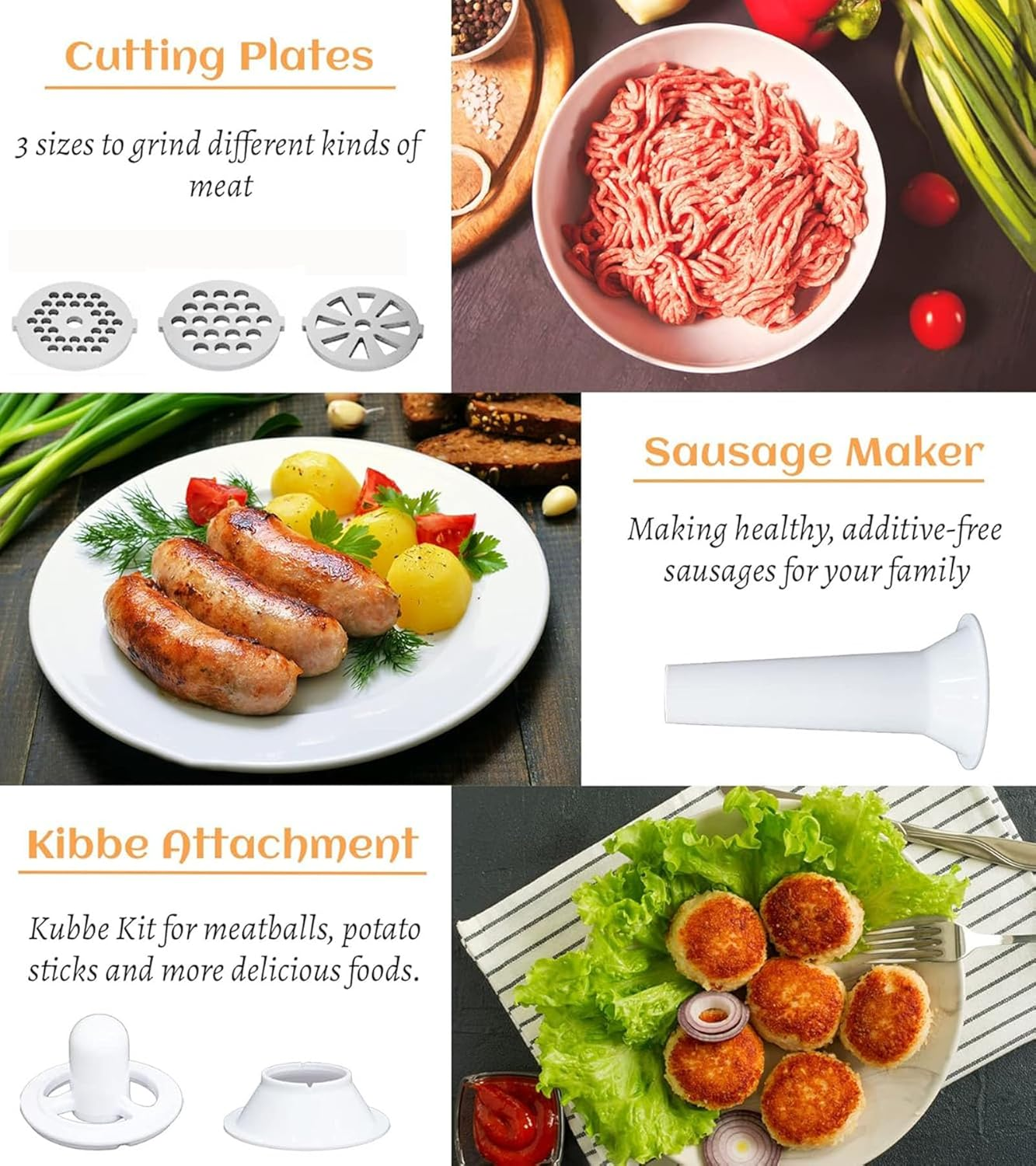 Electric Meat Grinder 800W Stainless Steel Meat Mincer Enema Machine Sausage Stuffer Meat Machine Sausage Maker Metal Food Grinder for Home Kitchen Use image number 6