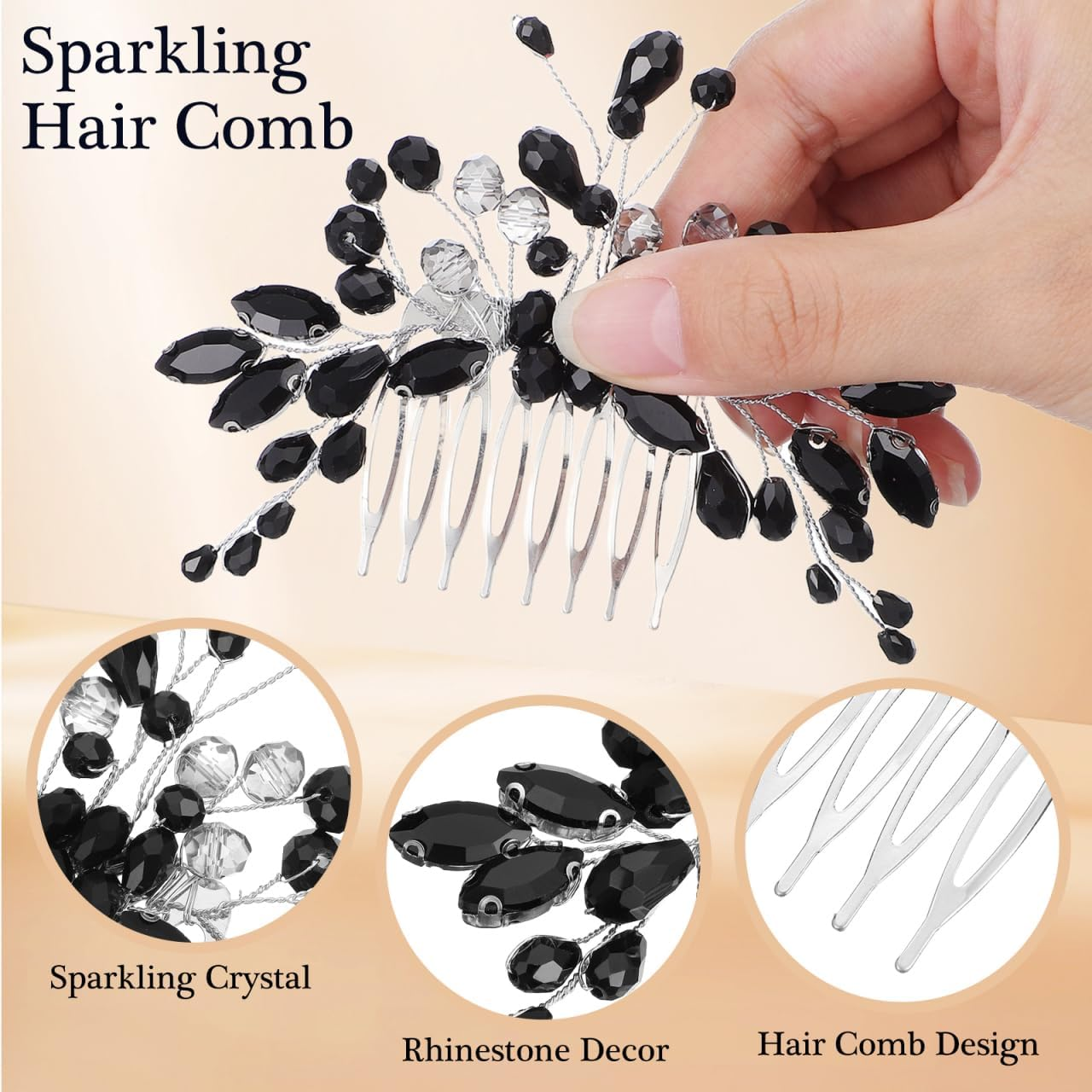 AUTSUPPL Hair Accessories for Women Comb Prom Headpiece Women Hair Clips Hair Bobby Pins Golden Hair Accessories Hair Accessories for Bride Wedding Hair Accessories for Brides Metal image number 3