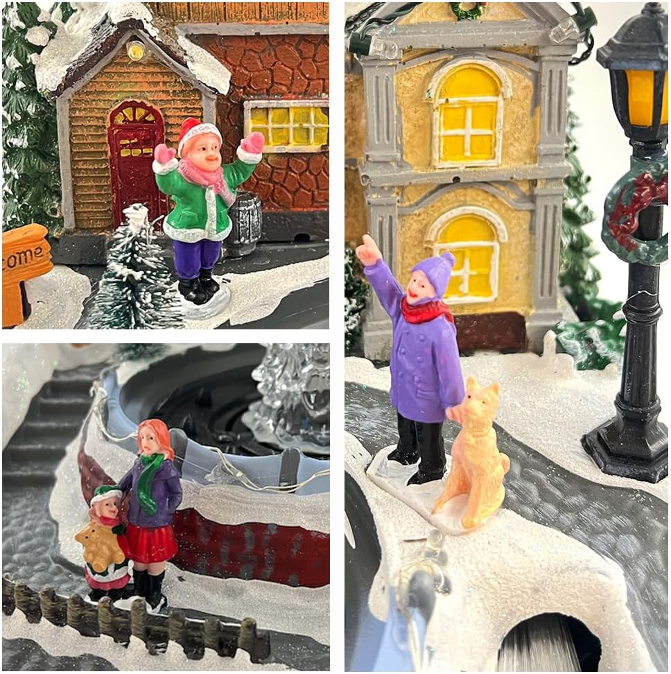 Christmas Village Snowy Fountain Milky Way River Musical Multicolor LED Light Up image number 4