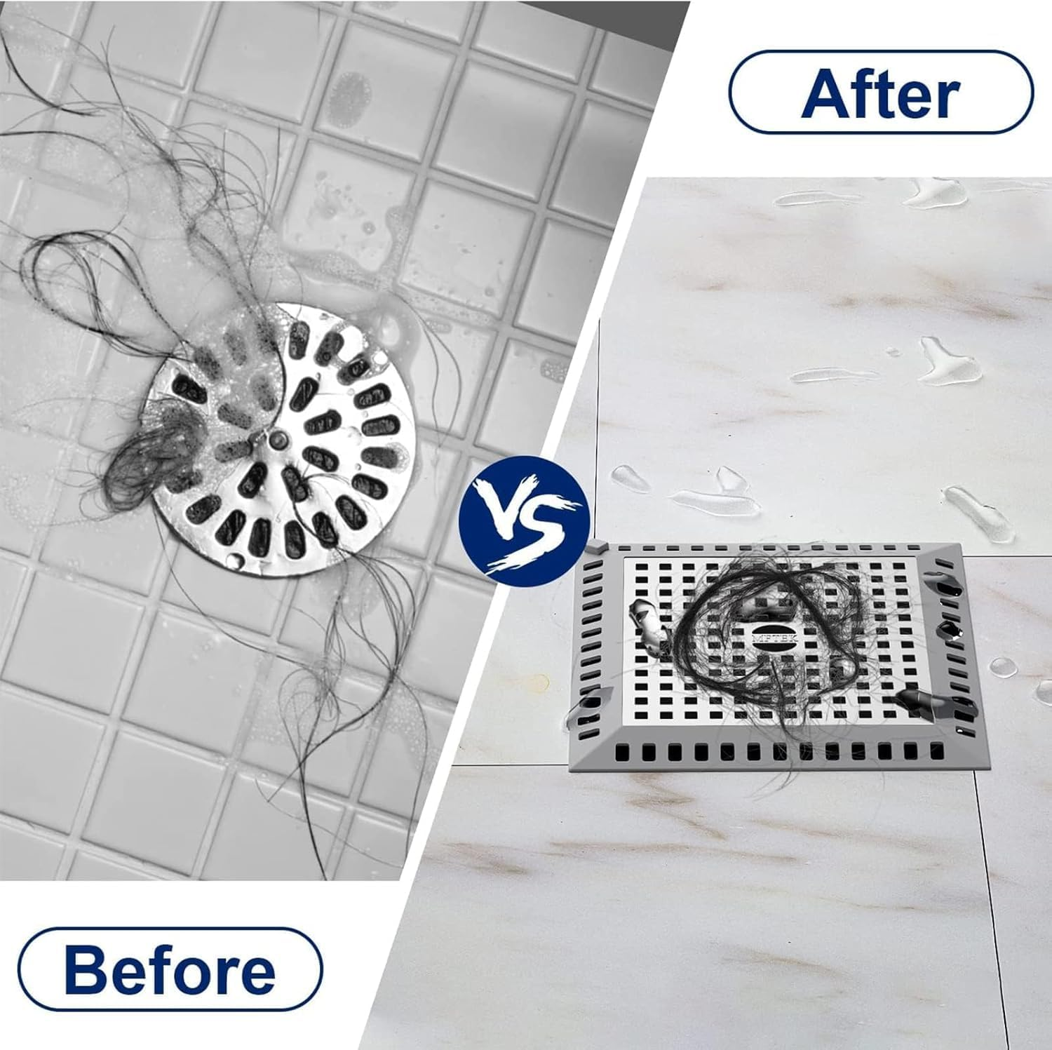 Pacum Shower Drain Hair Catcher, Shower Drain Cover 12 X 12 Cm Shower Strainer Shower Stall Protector Stainless Steel and Silicone for Bathroom, Bathtub, Shower Drain, Kitchen Sink image number 2