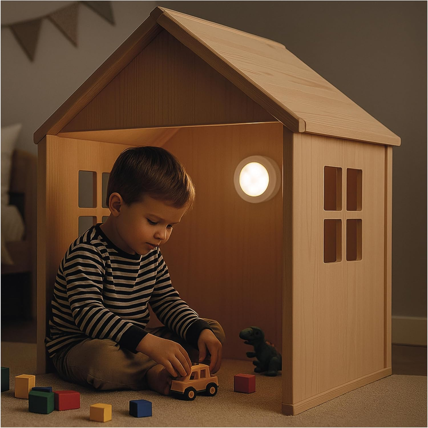 EMOS - LED Night Light 2 Pieces with Adhesive Pads - 2X Orientation Lights Battery Operated (3X AAA Each), for Children and Seniors - Pressure Light for Sticking on - Brightness 15 Lm, Light Range 3 M image number 2