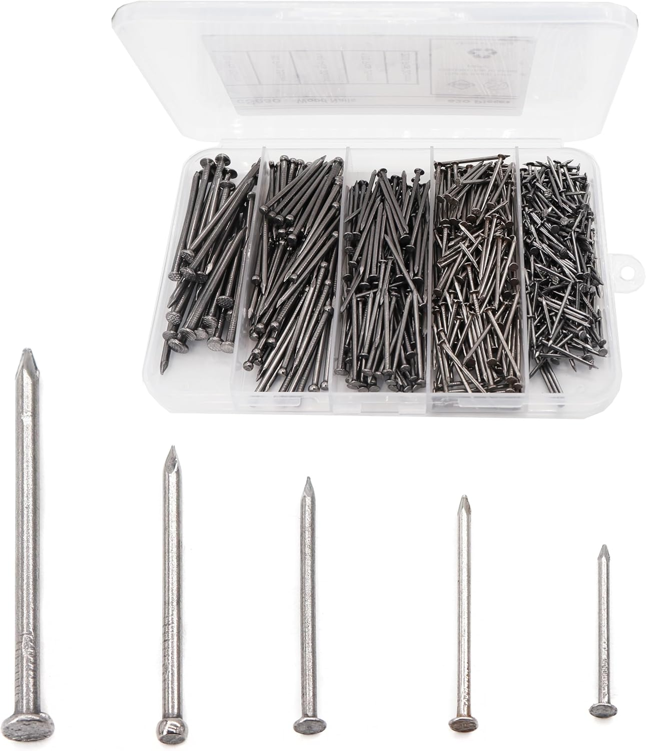 Cseao Nails Hardware Assortment Kit, 620 Pieces, Small Nails, Nails, Nails for Hanging Pictures, Picture Hanging Nails, Finishing Nails, Hanging Nails, Picture Nails, Wall Nails for Hanging, Pin Nails image number 1