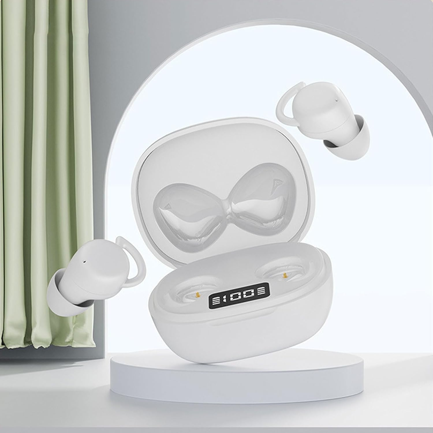 Dpofirs Ear Buds Wireless Bluetooth Earbuds, Bluetooth 5.4 Headphones 5H Playtime Sport Earphones ENC Noise Cancelling, Low Latency Gaming Mode (White) - Skin Color image number 7