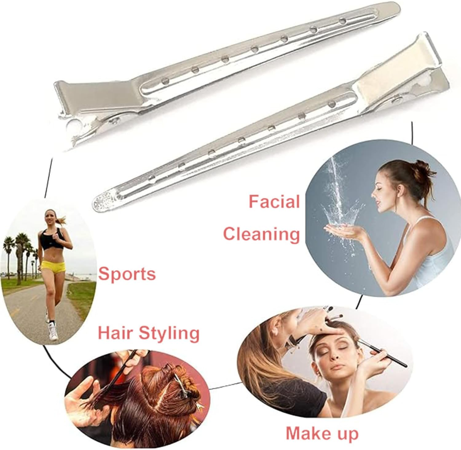 Roczential 36 Pieces of Metal Duckbill Hairpin, Stainless Steel Alligator Hair Clips, Makeup and Styling without Marks Hair Pins, Silver for Curly and Long Hair Styling Segments (Silvery) - Silvery image number 3