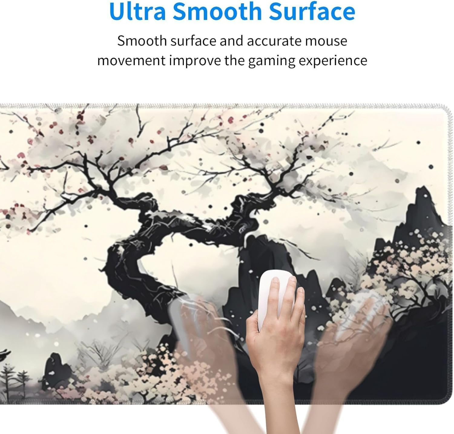 FACAICAI Mouse Pad, Large Desk Mat, Anime Gaming Keyboard Mat, Non-Slip Rubber Base, Big Extended Desk Protector for Home Office (Cherry Blossom, 30 X 80Cm) - Stock Market image number 5