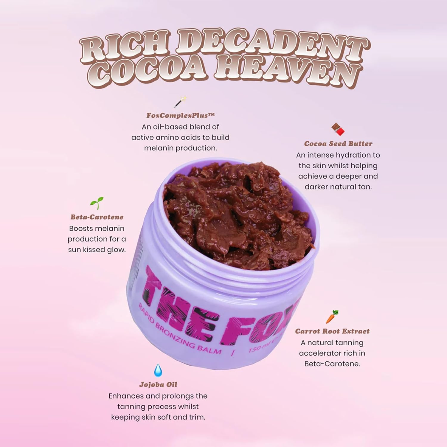 The Fox Tan Rapid Bronzing Balm, Tanning Accelerator for Darker & Faster Tans, Creates Flawless Tan Skin & a Deep Glow, Vegan & Cruelty-Free, 150Ml