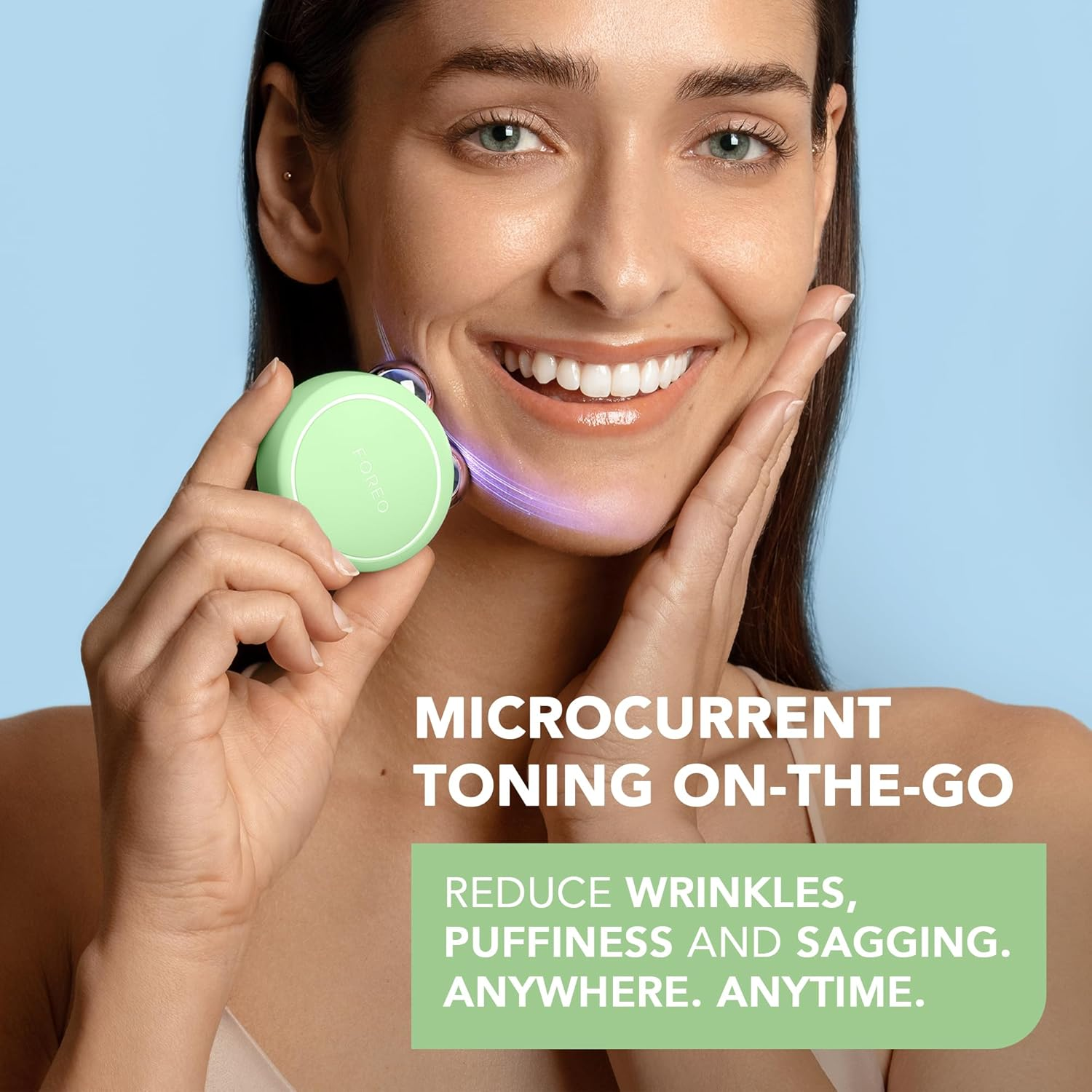 FOREO Bear 2 Go - Travel-Friendly Toning Microcurrent Facial Device - for Fine Lines & Wrinkles - anti Aging - Face Sculpting - Instant Full Face Lift - Firm & Contour - Compact Skin Care - Pistachio image number 4