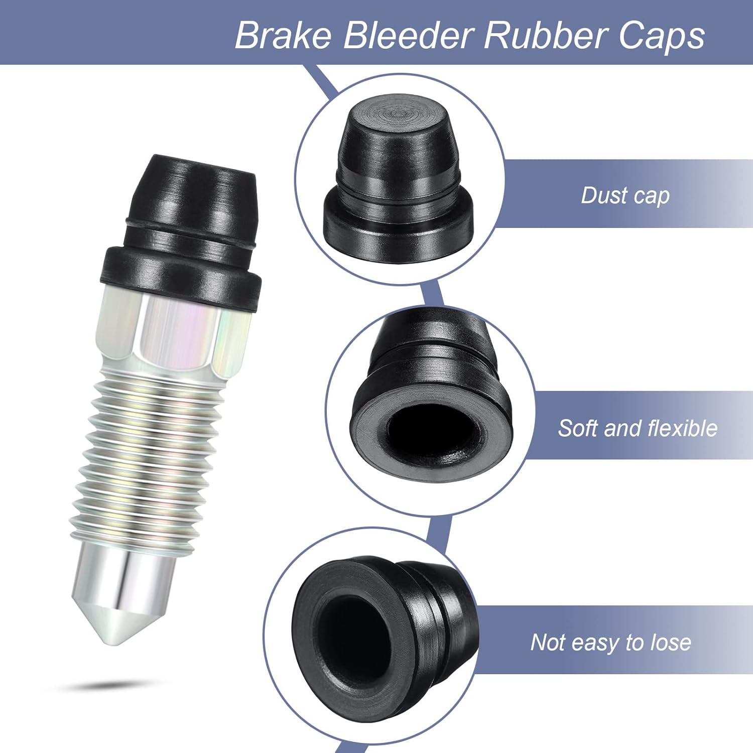 18 Pieces Brake Bleeder Cap Grease Fitting Caps Rubber Zerk Covers Brake Caliper Dust Cover Brake Bleeder Nipple Cap for Cars and Motorcycles image number 4