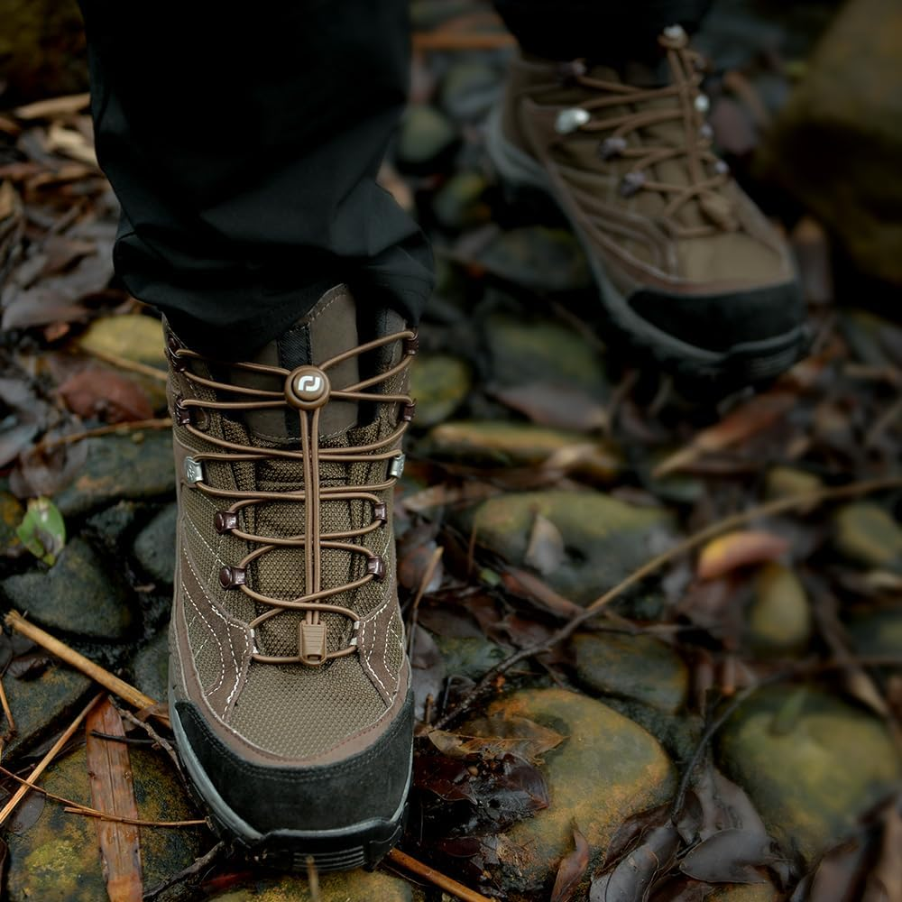 Extra Long No Tie Shoelaces - Elastic Tieless round Boot Laces for Hiking Shoes, Work Boots and Running Sneakers - Army Green image number 4