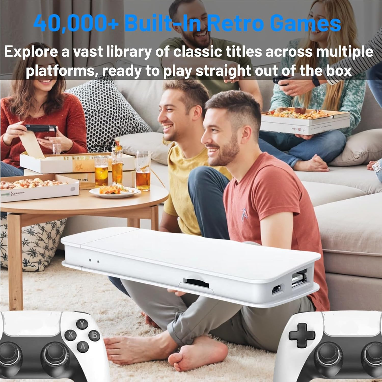 4K Retro Game Stick, Wireless Retro Game Console with 42000+ Games, 2.4G HDMI Output, 4K Video Gaming Stick with Two Controllers, for Home and Party (128GB/42000+) image number 2