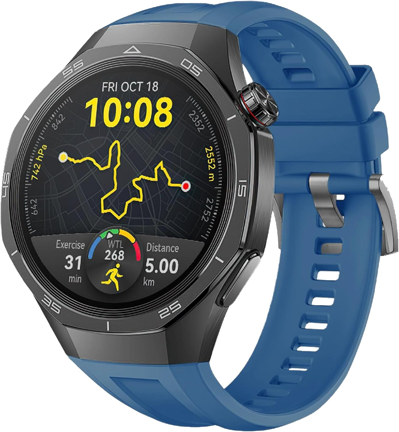 GIOPUEY Strap Compatible with Huawei Watch GT 5 Pro 46Mm, Soft Silicone Watch Strap, Strap Replacement [Wear-Resistant] [Breathable] - Black image number 4