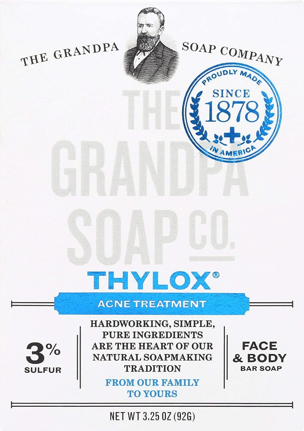 The Grandpa Soap Co. Thylox Acne Treatment Bar Soap - with 3% Natural Sulfur - Prevents and Eliminates Breakouts - for Acne Prone Skin - Safe for Sensitive Skin - 3.25 Ounces (Pack of 2) image number 3