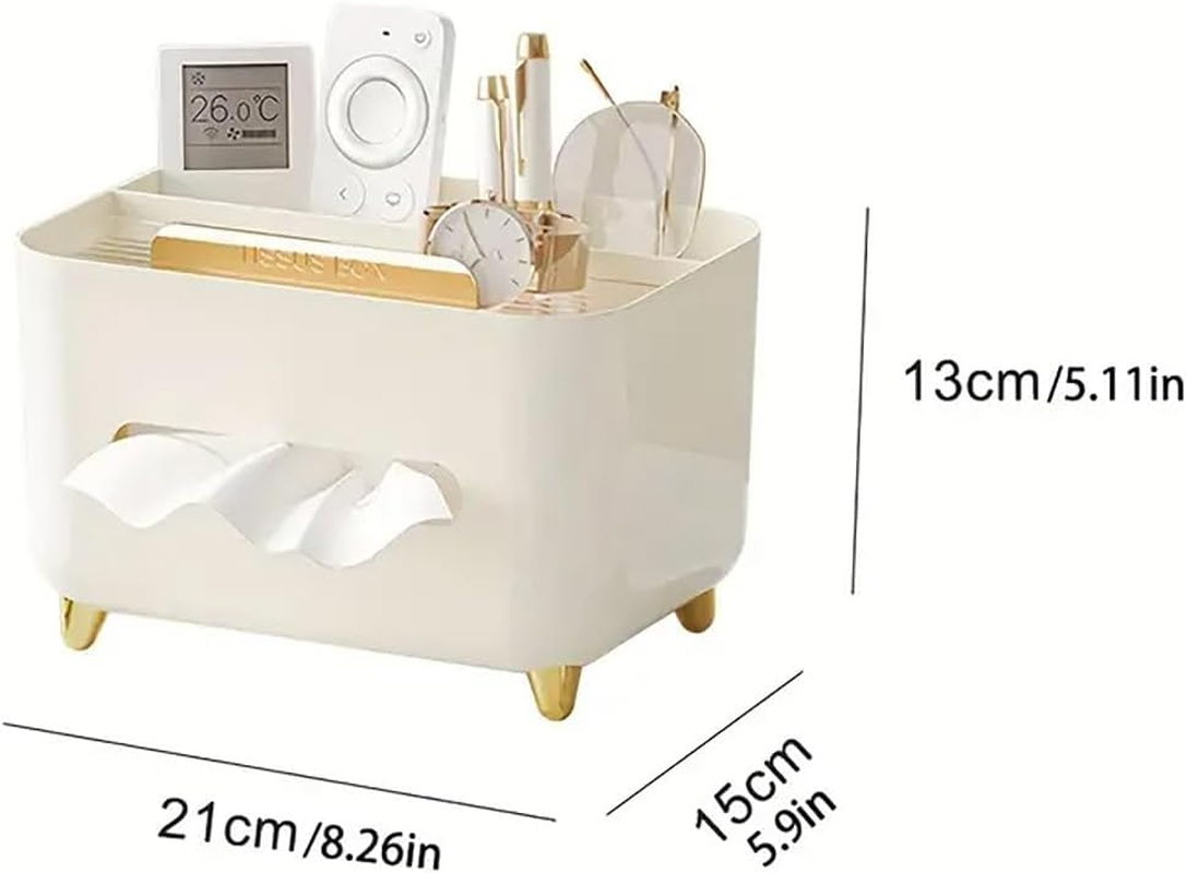 AIMALL Multifunctional Desk Organizer Tissue Box, Stylish Nordic Design for Living Room, Coffee Table, and Remote Control Storage 8.27&times;5.91&times;5.12 Inch - Beige image number 5