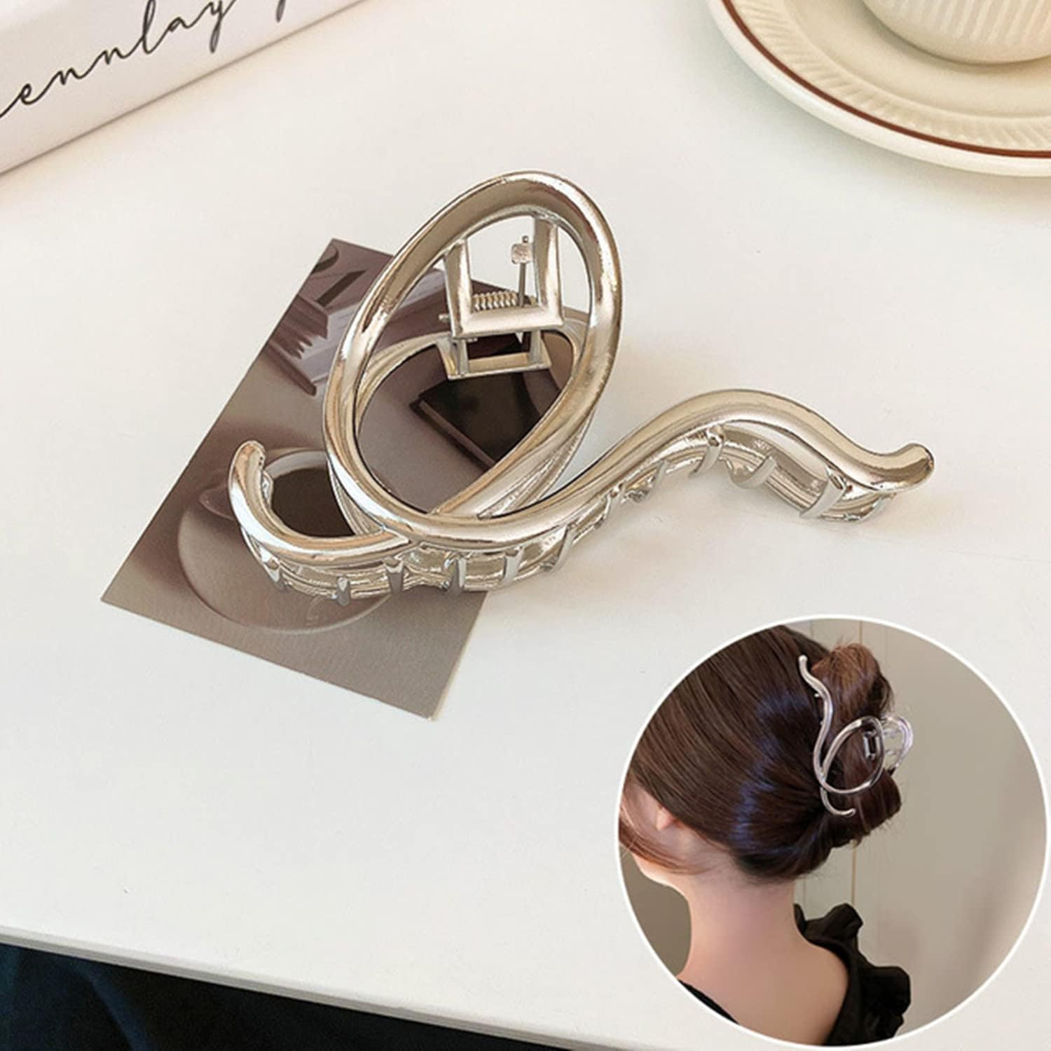 Kettion Pack of 2 Hair Clips, Large Metal Hair Clips for Thick and Thin Hair, Strong Hold, Hair Accessories for Women and Girls image number 6