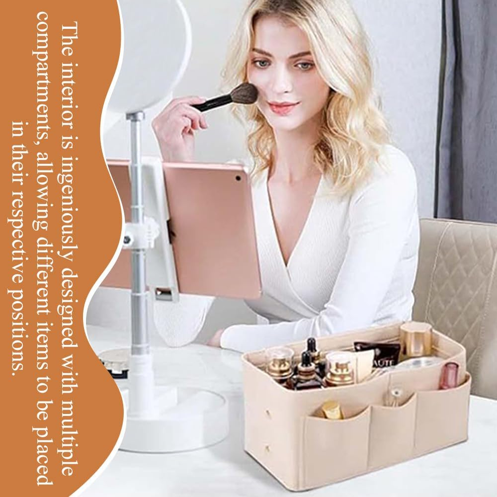 MOTRAIN Removable Makeup Handbag Insert/Storage Plugin,Inner Bag of Bag Felt Cloth Cosmetic Bag,Felt Purse Organizer Insert for Handbag image number 4