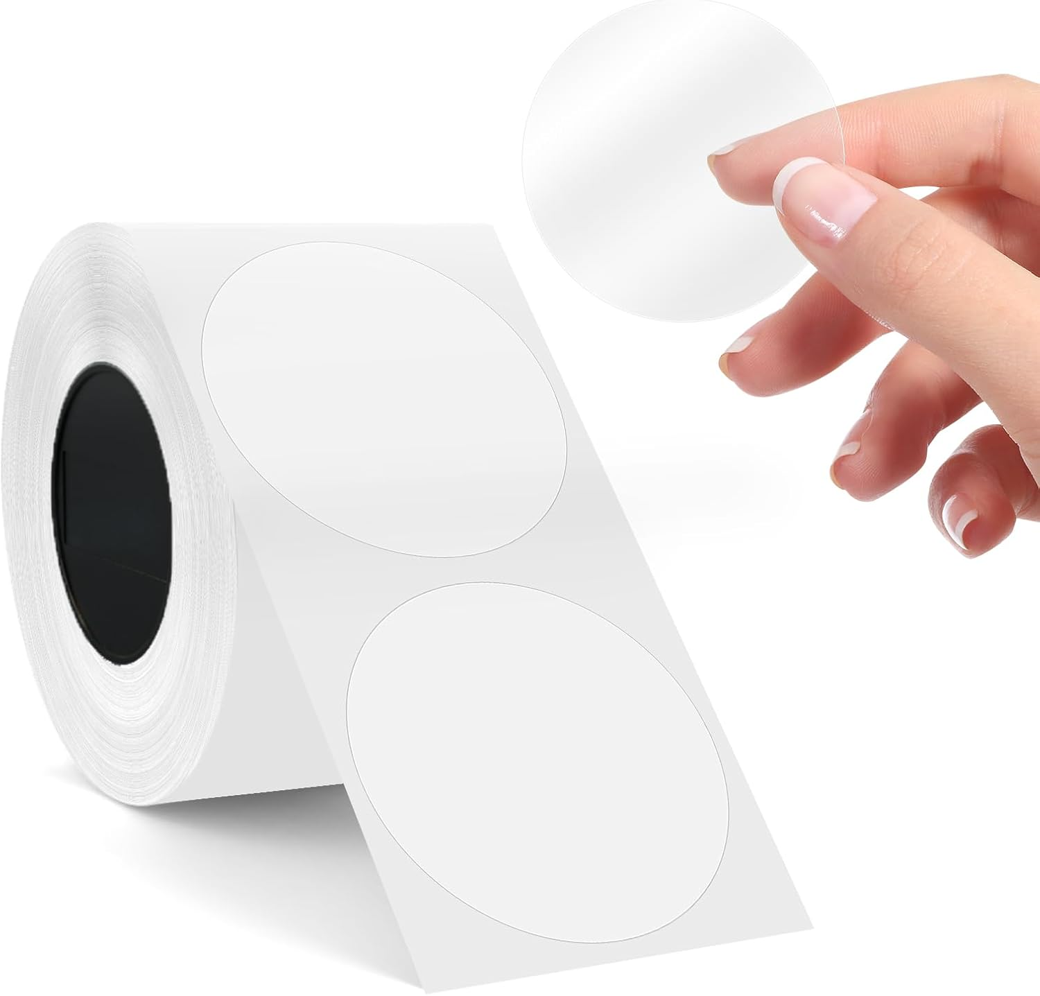 SUPVAN T50M Label Maker Tape Adapted Label Print Paper Refill White round Size &Phi;2 140Pcs Thermal Laminated Waterproof Self-Adhesive Multipurpose Labeling Tape Replacement