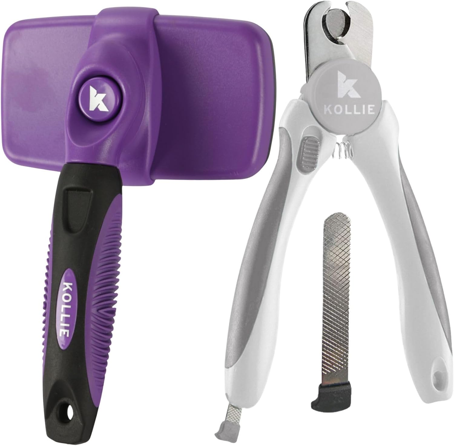 Kollie Dog Grooming Kit &ndash; Dog Nail Clippers with Safety Guard & Nail File, Slicker Brush for Deshedding, Stainless Steel Blades, Non-Slip Handles for Small, Medium & Large Dogs and Cats image number 1