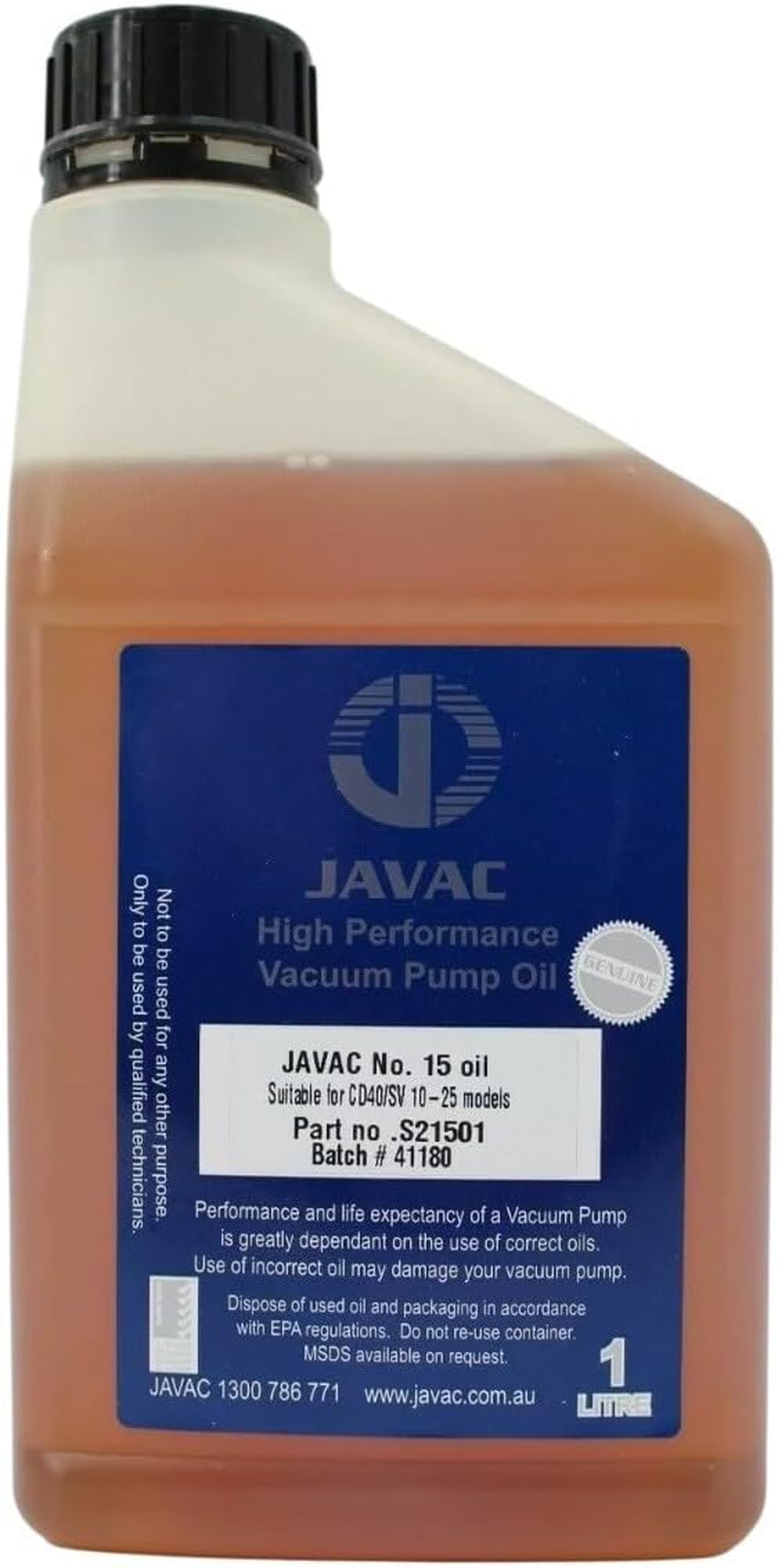 High Performance Vacuum Pump No. 15 Oil 1 Litre