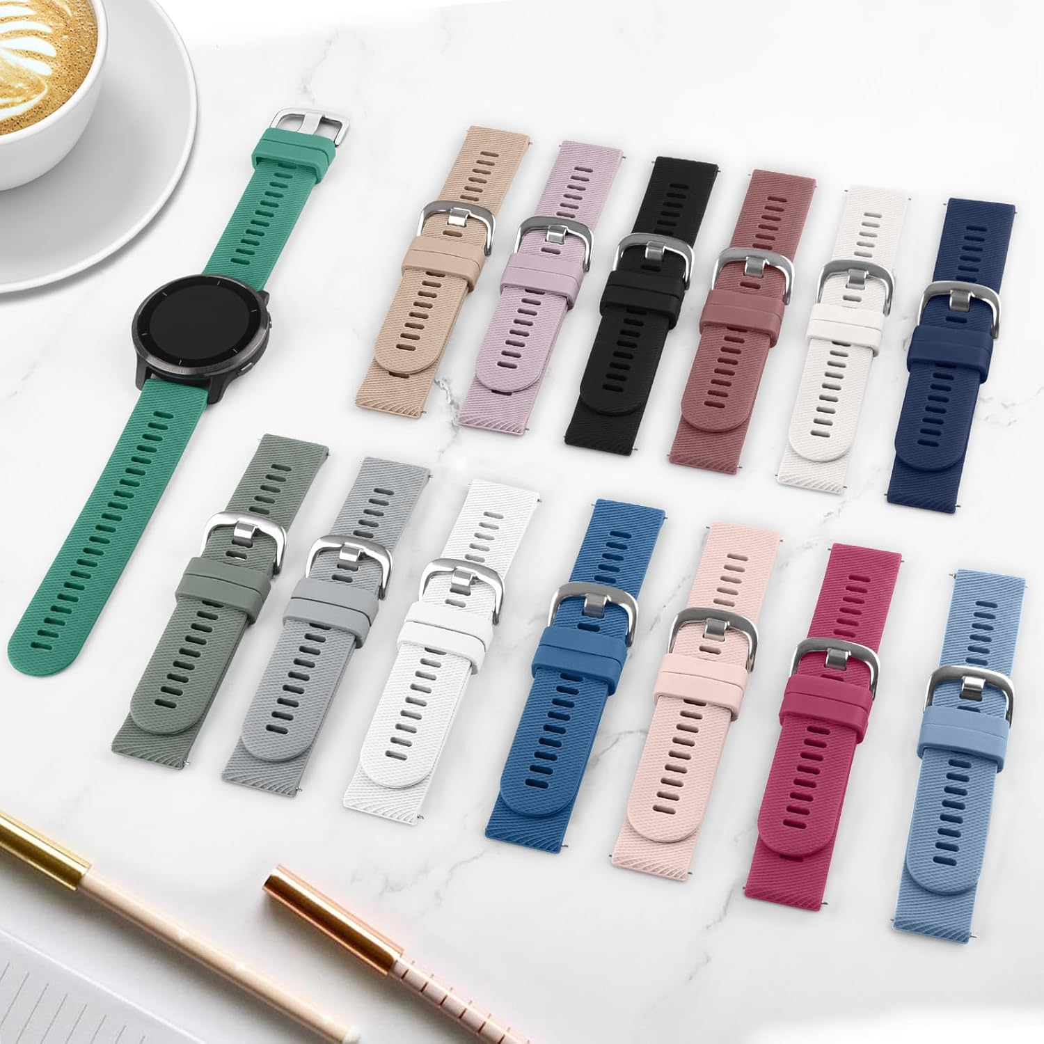 Leonids for Samsung Galaxy Watch 3 45Mm Band/Samsung Gear S3 Frontier/Classic Band for Men Women, Soft Silicone Replacement Wristbands Straps for Samsung Galaxy Watch 46Mm - Blue Grey-A image number 2