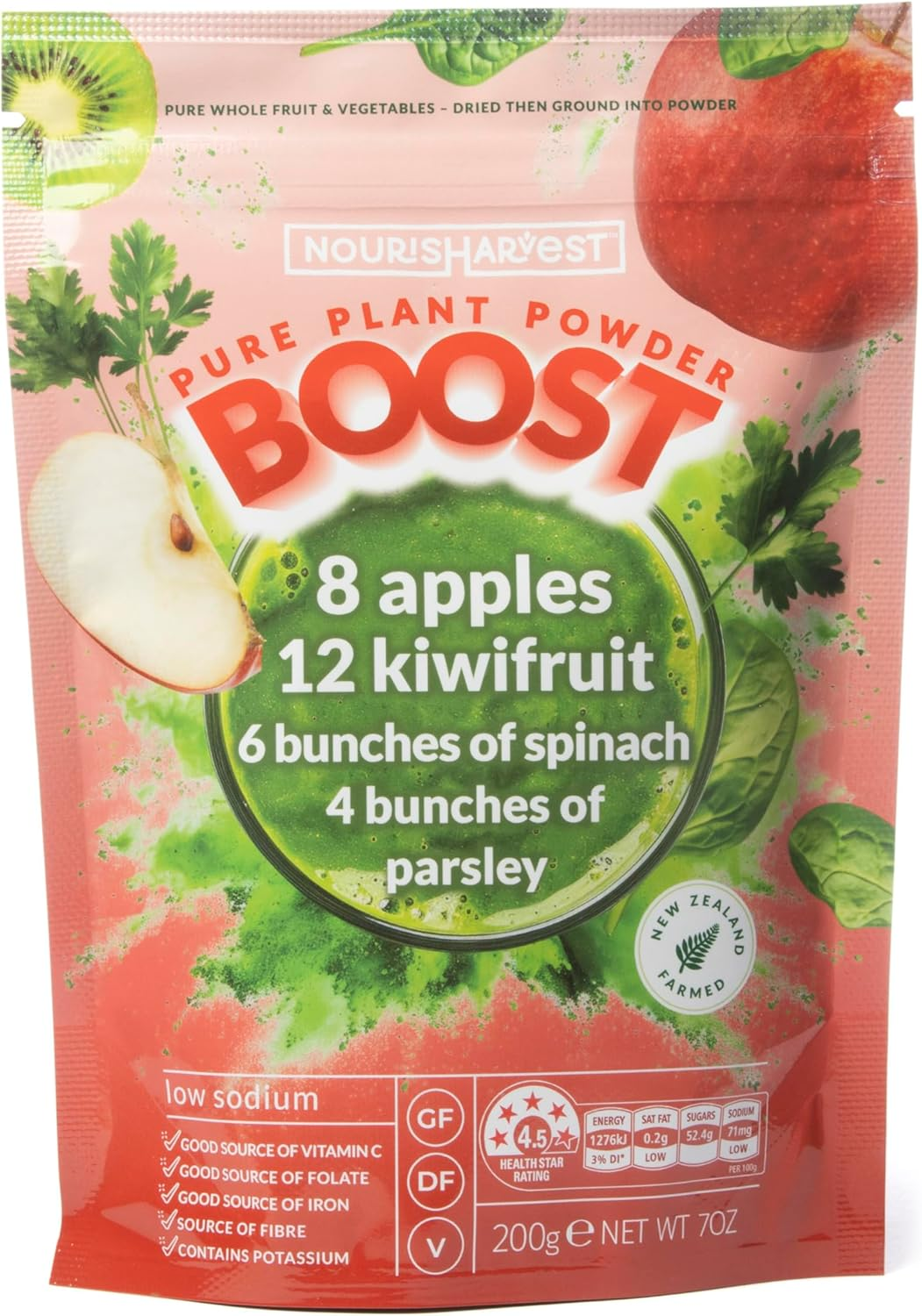 Green Smoothie Powder &ndash; 100% Natural Wholefood Blend with Apples, Kiwifruit, Spinach & Parsley &ndash; Vitamin C, Iron & Fiber &ndash; Nutrient-Dense Superfood Mix &ndash; Vegan, Gluten-Free, Energy & Immune Boost &ndash; 200 Grams image number 4