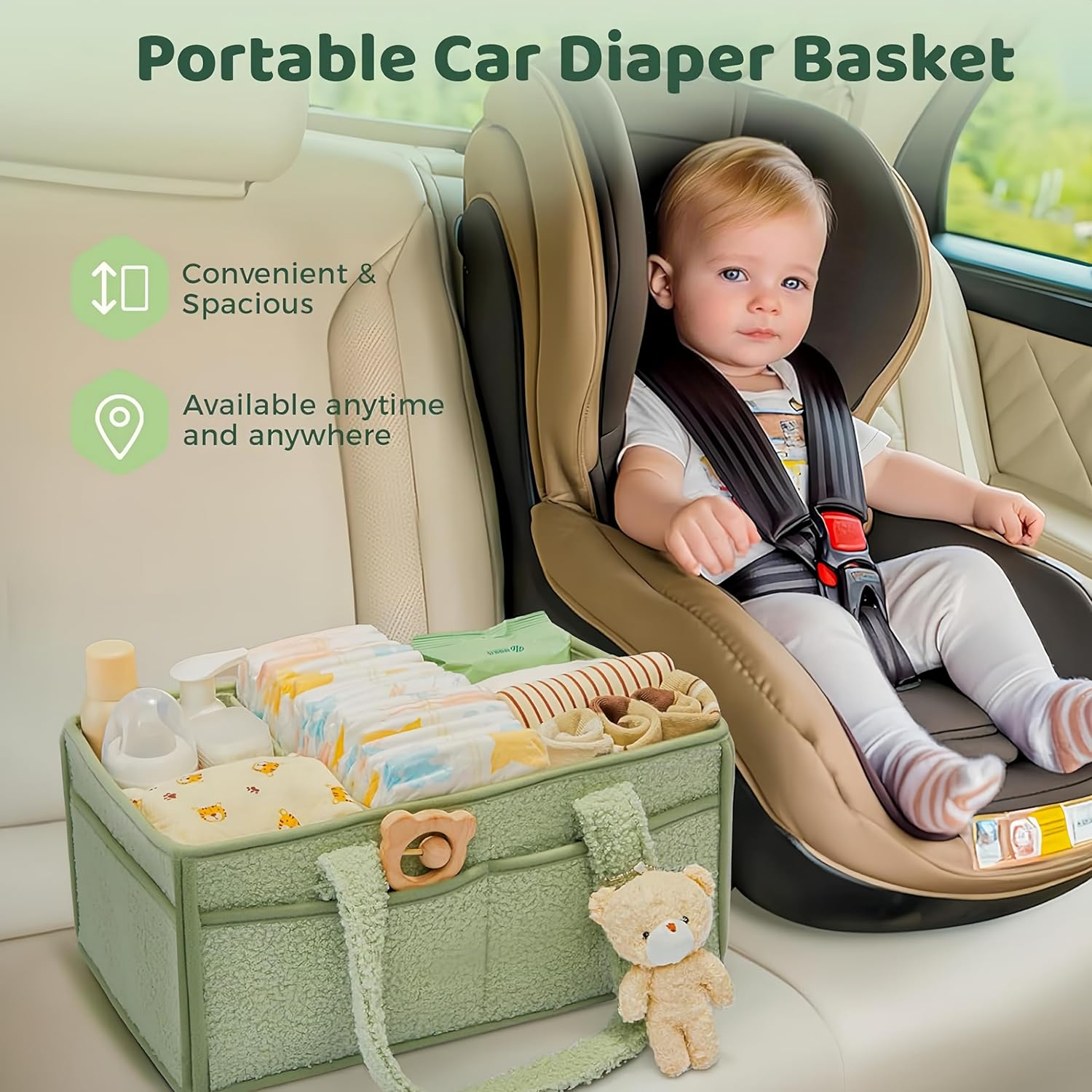 Nappy Caddy Organiser Baby Bag Diaper Caddy Storage Basket for Diapers and Wipes Portable Shower Gifts Travel Essentials image number 2