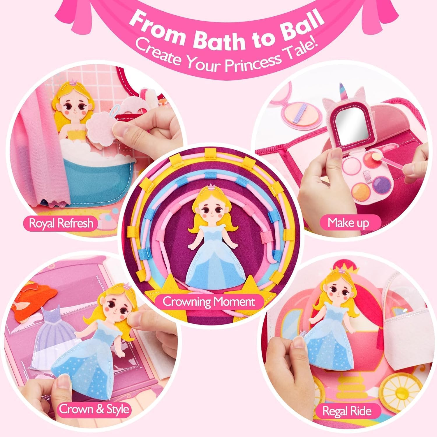 Kukelen 3-12 Year Old Girl Gifts - Princess Toys Makeover Busy Board - Quiet Busy Book -Quiet Book Pretend Play for Toddlers 3-5 - Montessori Toys for 4 Year Old Girl Birthday Gifts image number 5