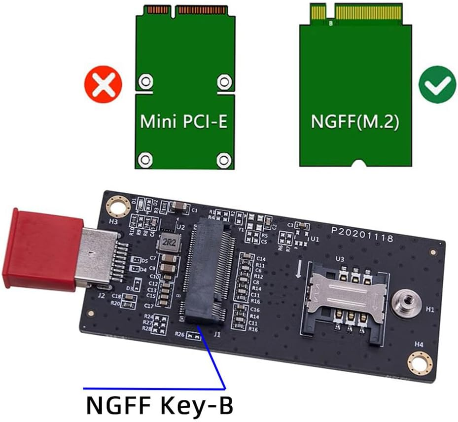 NFHK NGFF M.2 Key-B WWAN to USB 3.0 Adapter Riser Card with SIM Slot for 3G/4G/5G LTE Wireless Module Modem Card, NF-EP-026 image number 3