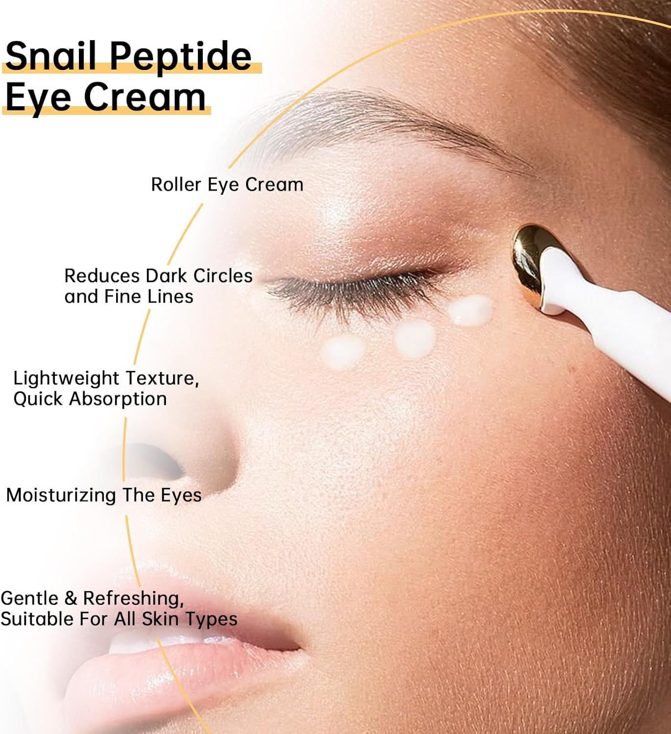 Snail Peptide Eye Cream for for Dark Circles, Puffiness and Fine Lines, Snail Mucin Eye Cream with Niacinamide, Hyaluronic Acid. (1 Pcs-17Ml) image number 1