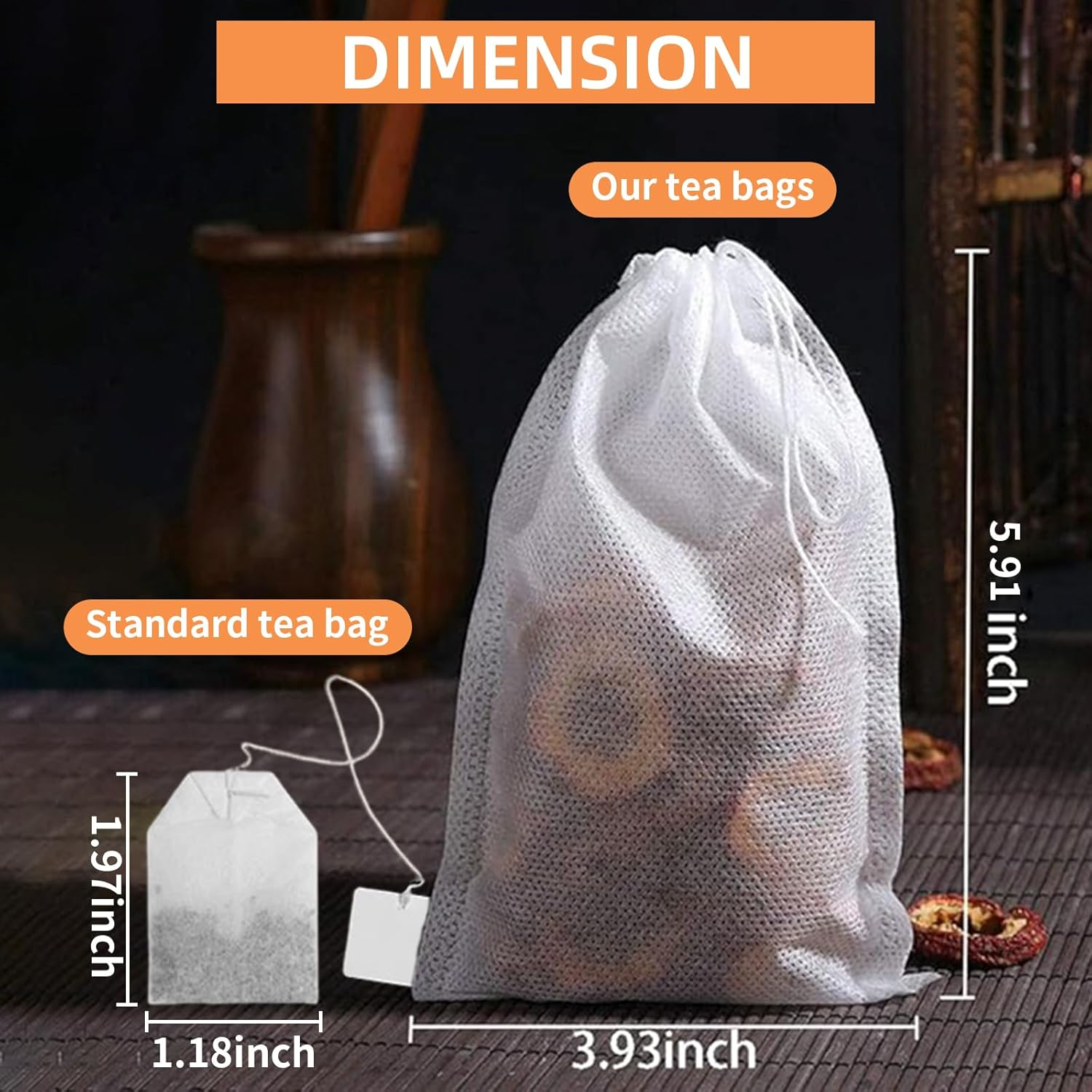Tambee 100 Pack Disposable Tea Filter Bags Tea Infusers 4" X 6" Empty Muslin Drawstring Seal Filter Tea Bags Drawstring Herb Loose Tea Bag for Brew Tea Cold Brew Coffee（4" X 6" /10 X 15Cm） image number 4