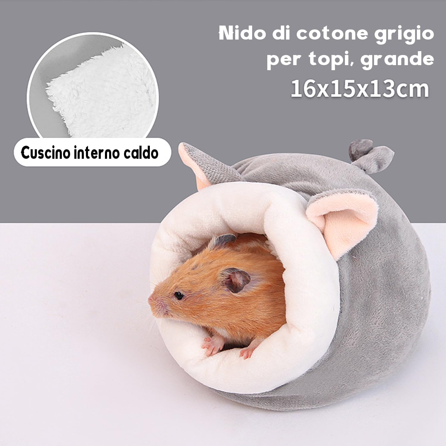 Norhogo Rat Hamster House Bed Winter Hedgehog Cuddle Sack Small Animal Pet Cave Cage Nest Accessories Mini Cute Cotton (L) image number 2