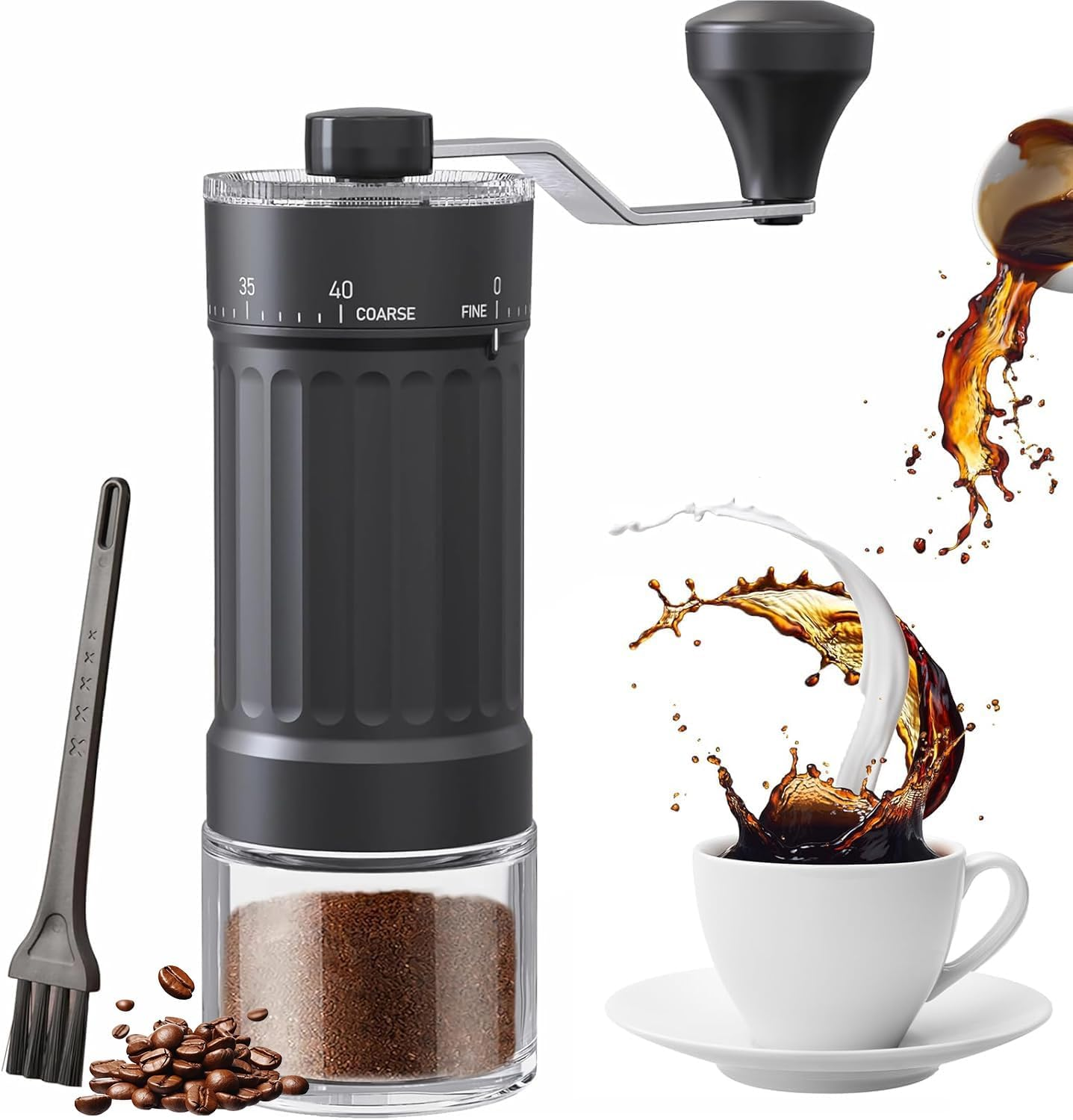 Manual Coffee Grinder with Conical Ceramic Burrs 40 Adjustable Coarse- Portable Coffee Bean Grinder for Espresso, French Press, Pour over - 25G Capacity