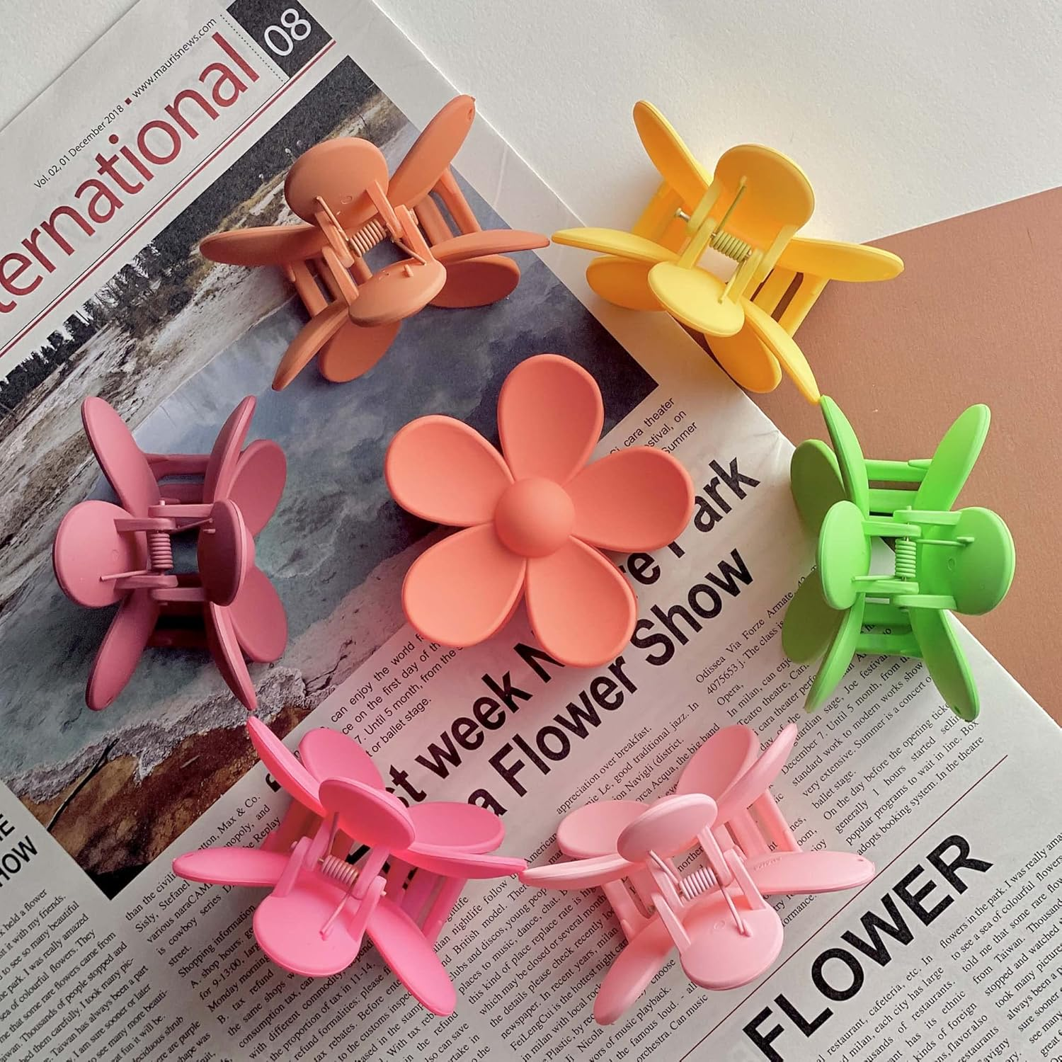 OWIIZI Jumbo Claw Clips for Thick Hair 6PCS Flower Hair Clips Large Strong Hold Cute Matte Claw Clips 6Colors Hair Barrettes for Women Girls image number 1