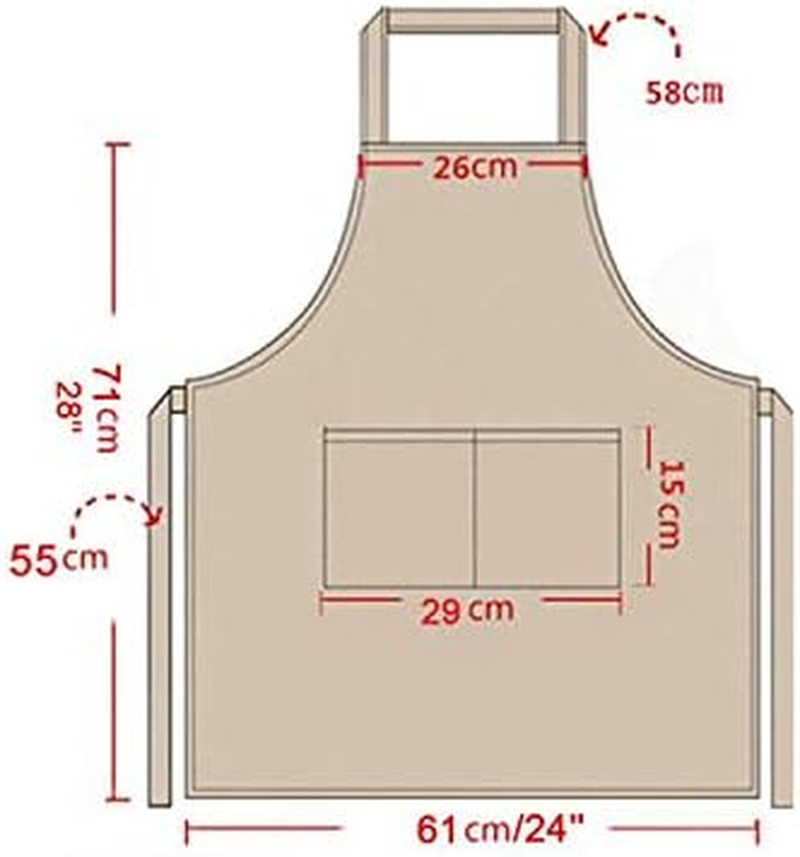 LOYHUANG Total 6PCS Bib Apron Adult with 2 Pockets for Women Men Chef Cooking Kitchen - Black image number 7