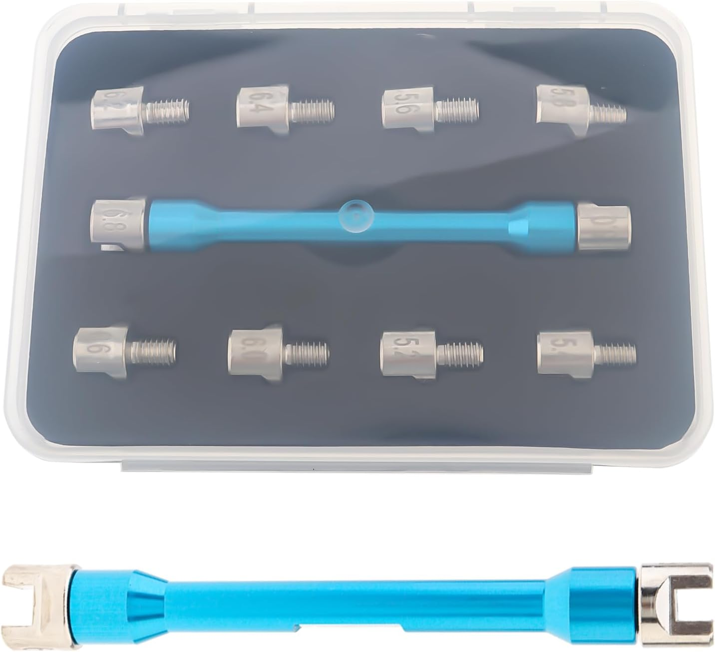 Windance Spoke Spanner Kit, 5.0-6.8Mm Steel Spoke Nipples CNC Aluminum Spoke Wrench Set for Most Motorbike Dirt Bike Scooter, (Blue) image number 6