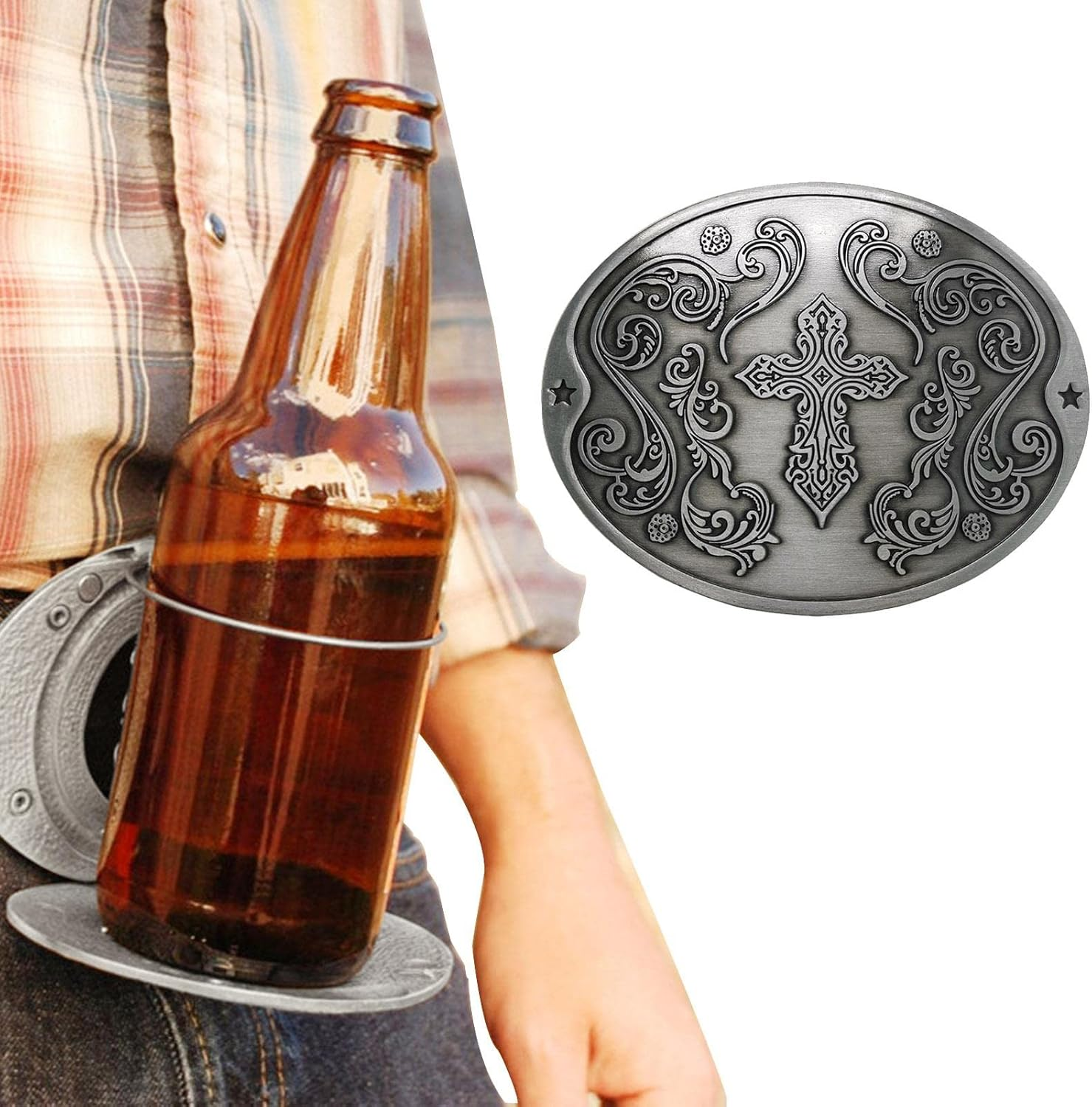 Beer Belt,Hands- Beverage Can Holder Portable - Portable Beer Belt Buckle for Camping Picnic B/