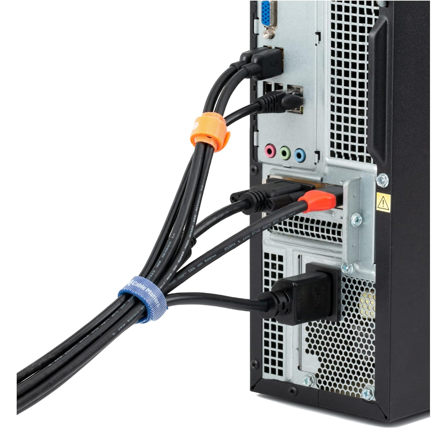 Cable Matters 100-Pack Reusable Cable Ties - 20Cm, Wire Ties with 19KG Tensile Strength, Multi-Color Hook-And-Loop Straps, Black, Blue, and Orange Cable Management Straps