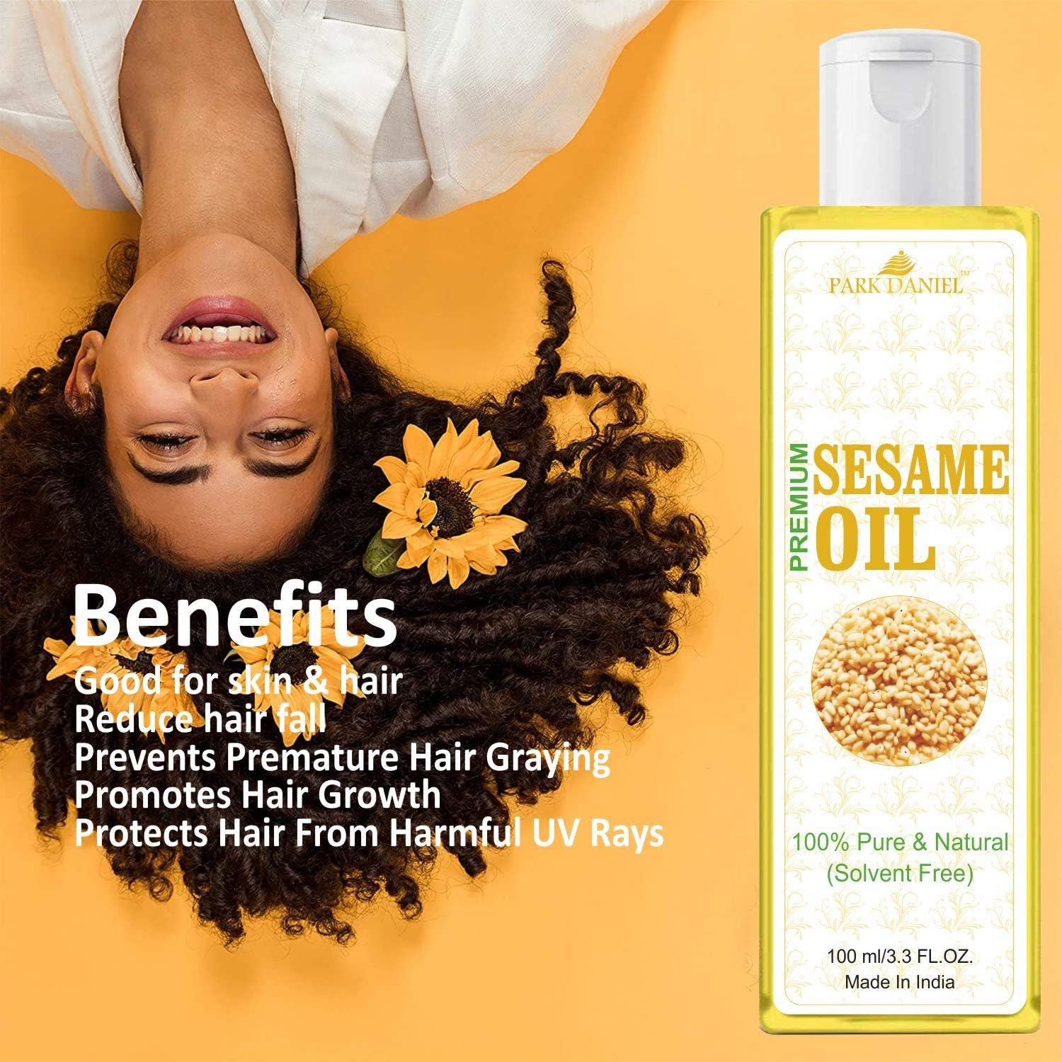 Park Daniel Sesame Oil for Hair Growth and Skin Combo Pack 2 Bottle of 100 Ml(200 Ml), Yellow image number 3