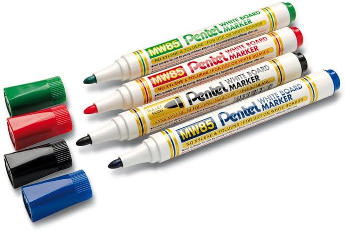Pentel Whiteboard Marker Bullet Point Black Ink, Box of 12 Markers (MW85-A) image number 3