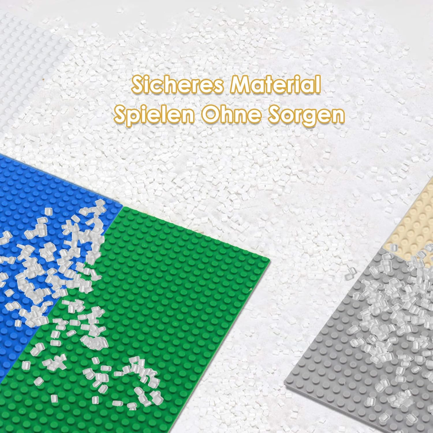 Shinefinder 8 Plate Set Building Plates Compatible with Most Brands, Rectangular Base Plates 25.6 X 12.8 Cm with 16 X 32 Nubs for Creative Play (Sand, 25.6 X 12.8 Cm) image number 7