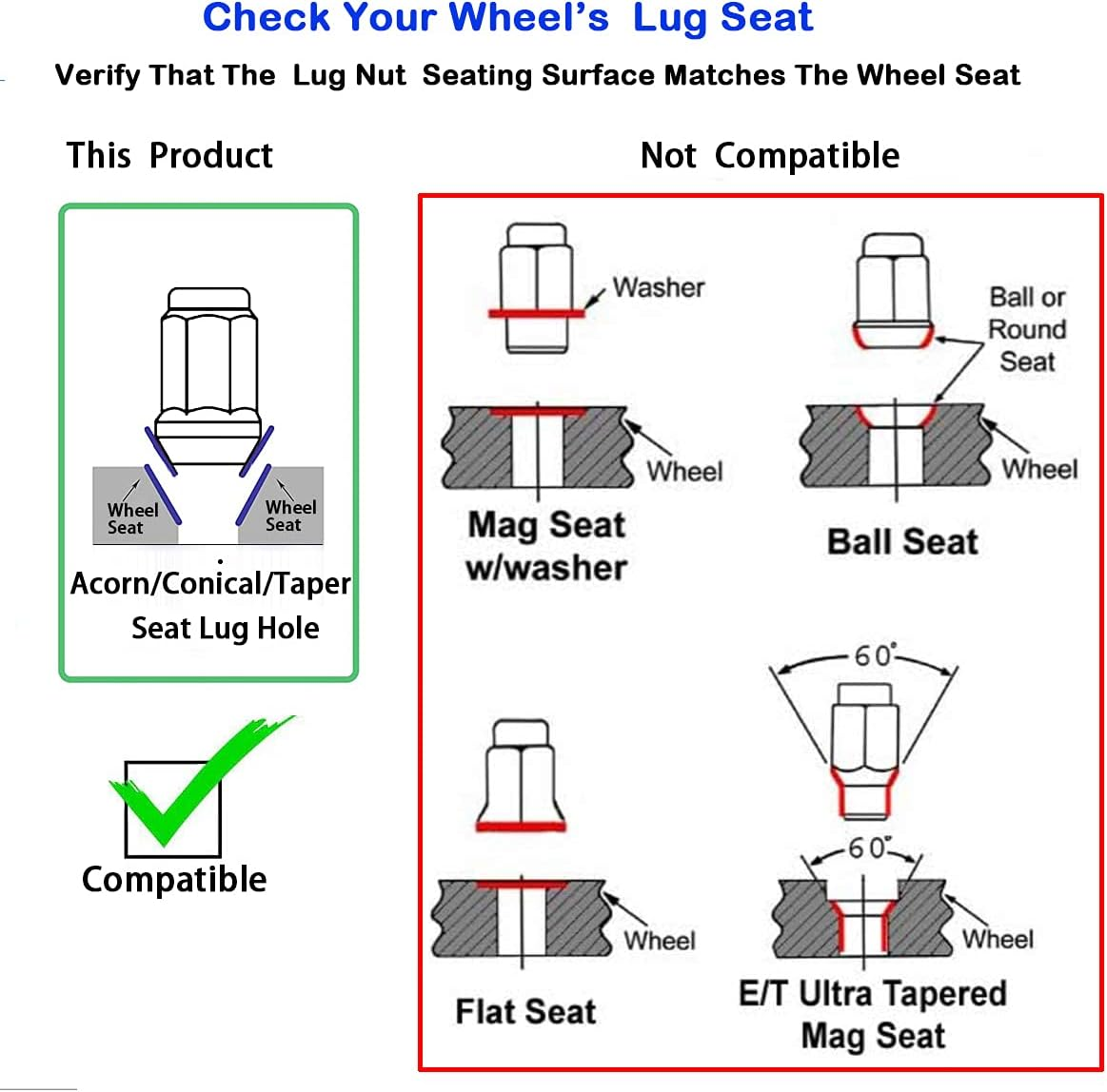 20 Pcs M12X1.25 Black 6 Spline Lug Nuts with Socket Key - anti Theft, 1.38" Long image number 6
