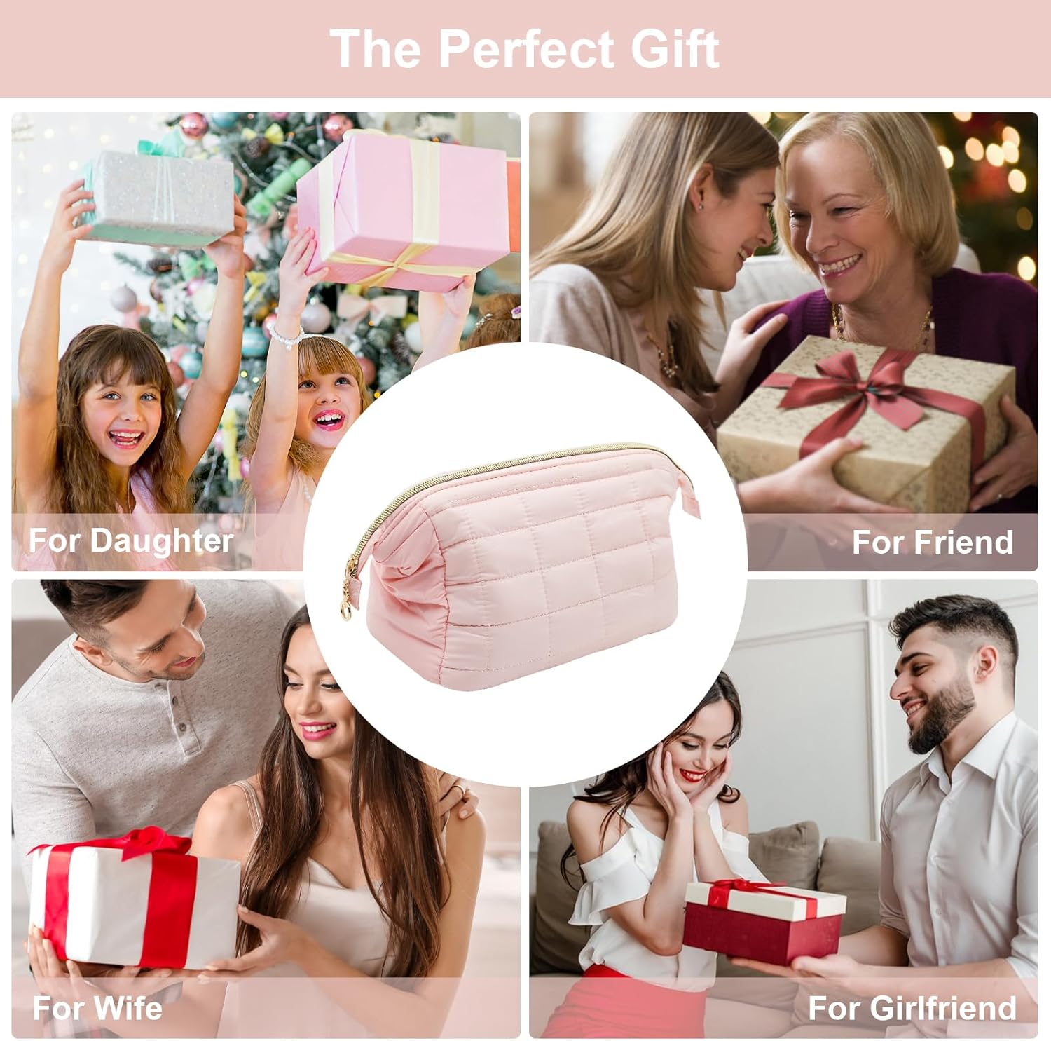 VOSSOT Make up Bag Travel Cosmetic Bag Women'S Toiletry Bag Makeup Bag Wide Opening Toiletry Bag Large Capacity Portable Cosmetic Bag Wash Bag with Star-Shaped Bell Pendant image number 3