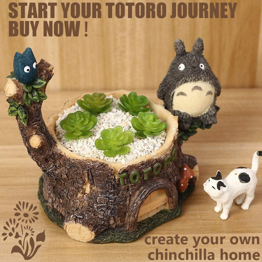 Succulent Pot,Small Garden Pots,Cartoon Flower Planter,Resin Flowerpot, Mini Home Decoration,With Drainage, Cute Resin Totoro Flower Planters Decoration, Handicraft Mini Plant Pots for Small Planter image number 4